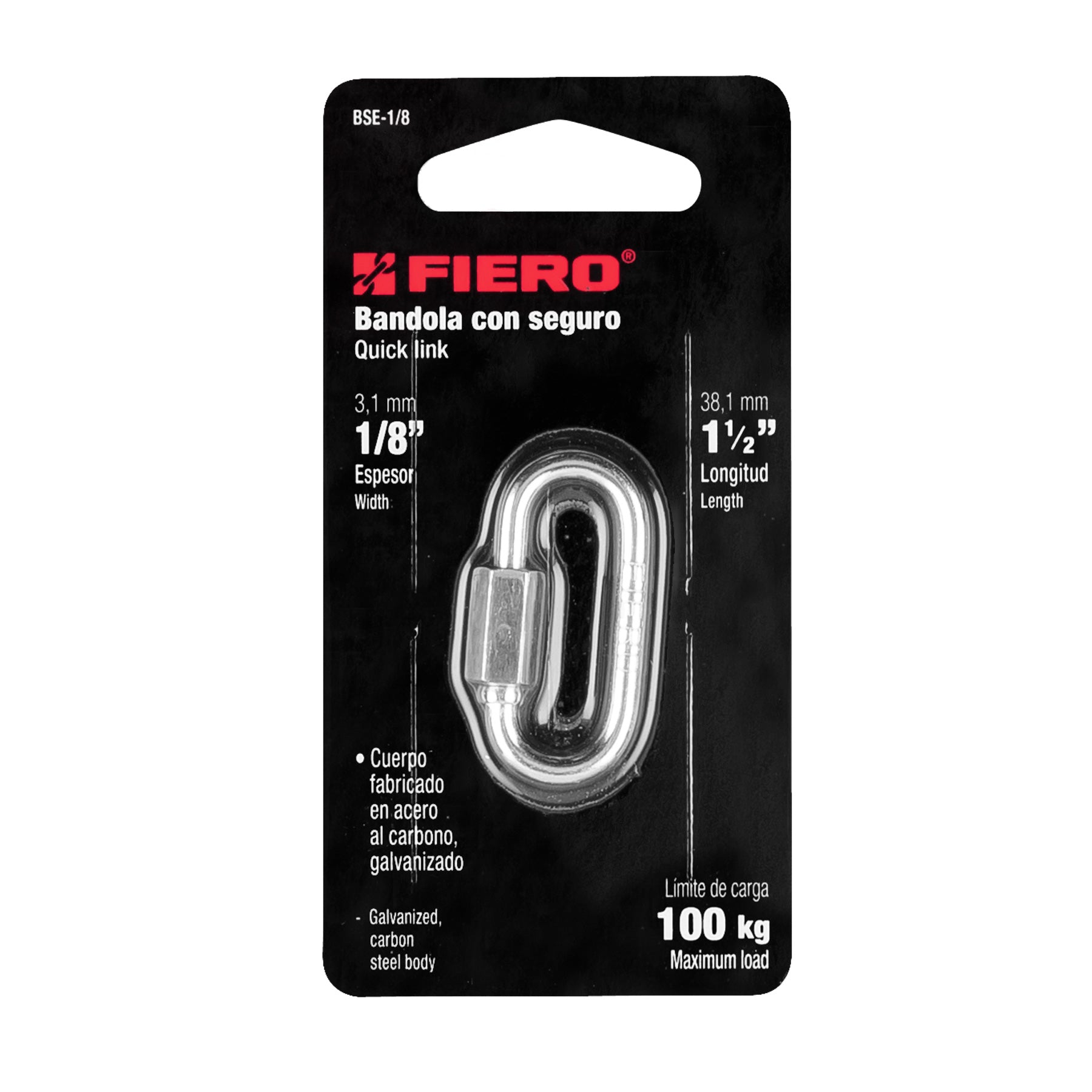 Fiero BSE-1/8, Bandola de acero de 1/8″ con seguro