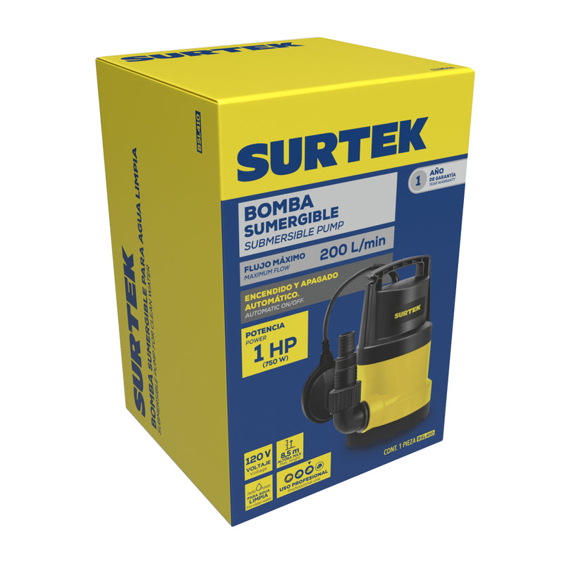 Bomba sumergible para agua limpia 3/4 HP 120 V Surtek