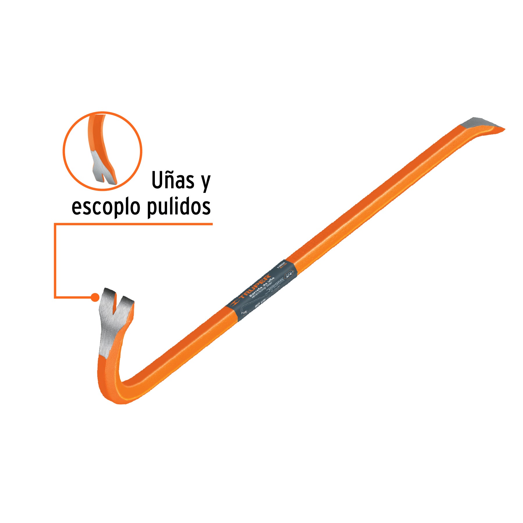 Truper BU-60, Barreta de uña, Fabricada en acero, de 3/4″ x 60 cm