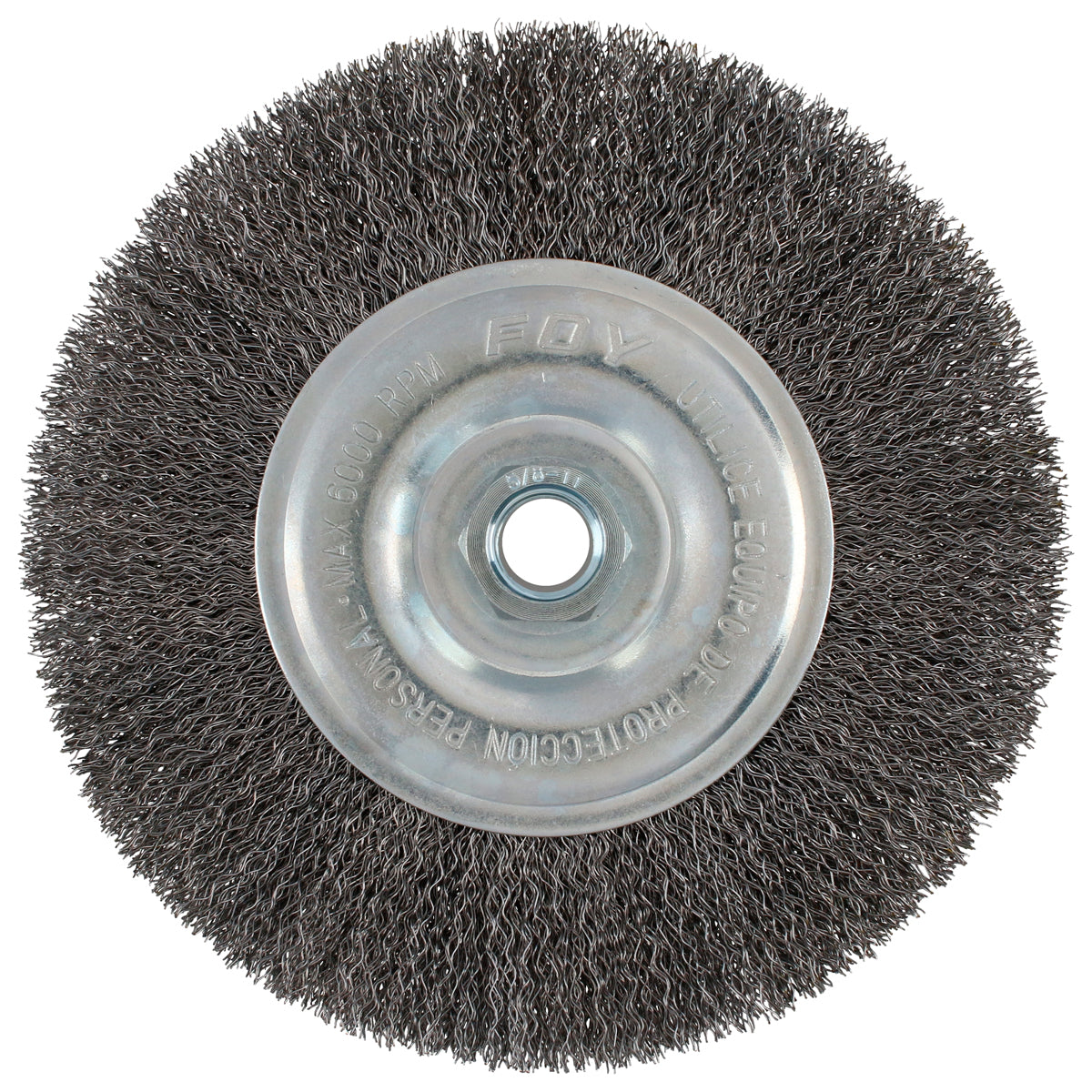 Carda circular ondulada alambre delgado 8" x 0.30 con rosca 5/8" Foy