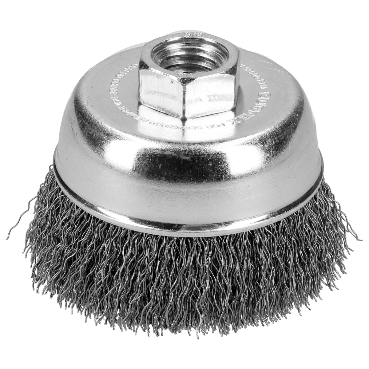 Carda copa ondulada alambre delgado 4" x 0.35 mm con rosca 5/8" Surtek