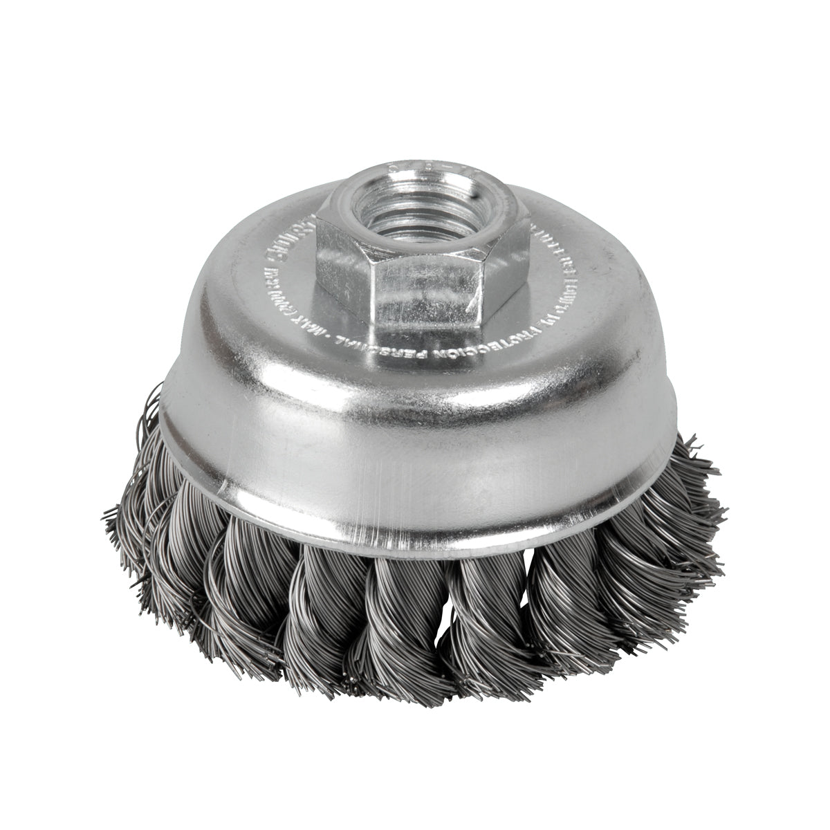 Carda copa trenzada alambre grueso 5" x 0.51 mm con rosca 5/8" Surtek