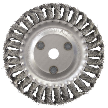 Carda circular trenzada alambre grueso 4" x 0.50 mm con rosca M14 Surtek