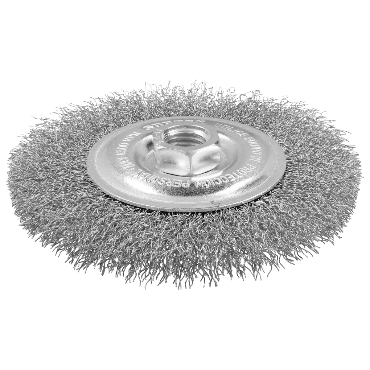 Carda circular ondulada alambre delgado de acero inoxidable 6" x 0.30 mm con rosca M14 Surtek