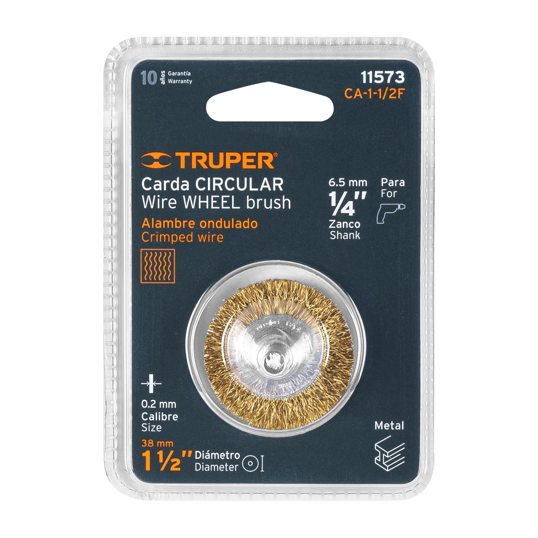Truper CA-1-1/2F, Carda para taladro, circulares, alambre fino, calibre 0.17 mm, 1 1/2″