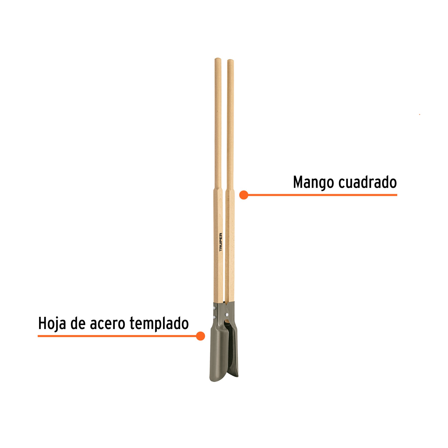 Truper CA-36, Cavador mango de madera, acero templado, 45″