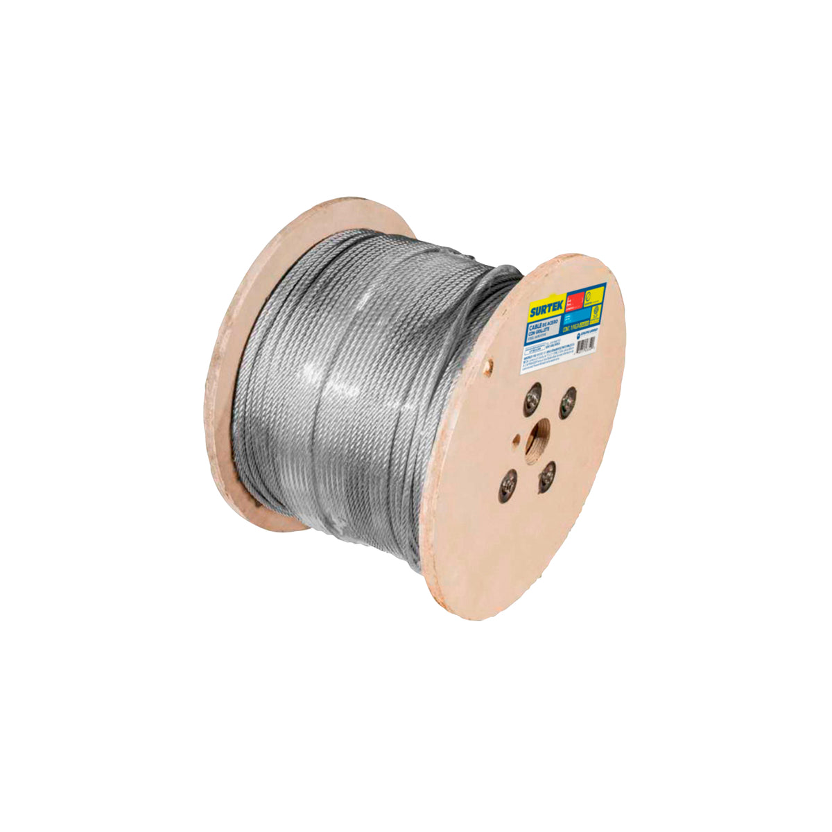 Cable de acero con grillete 7 x 19 hilos, 1/4" x 300 m Surtek