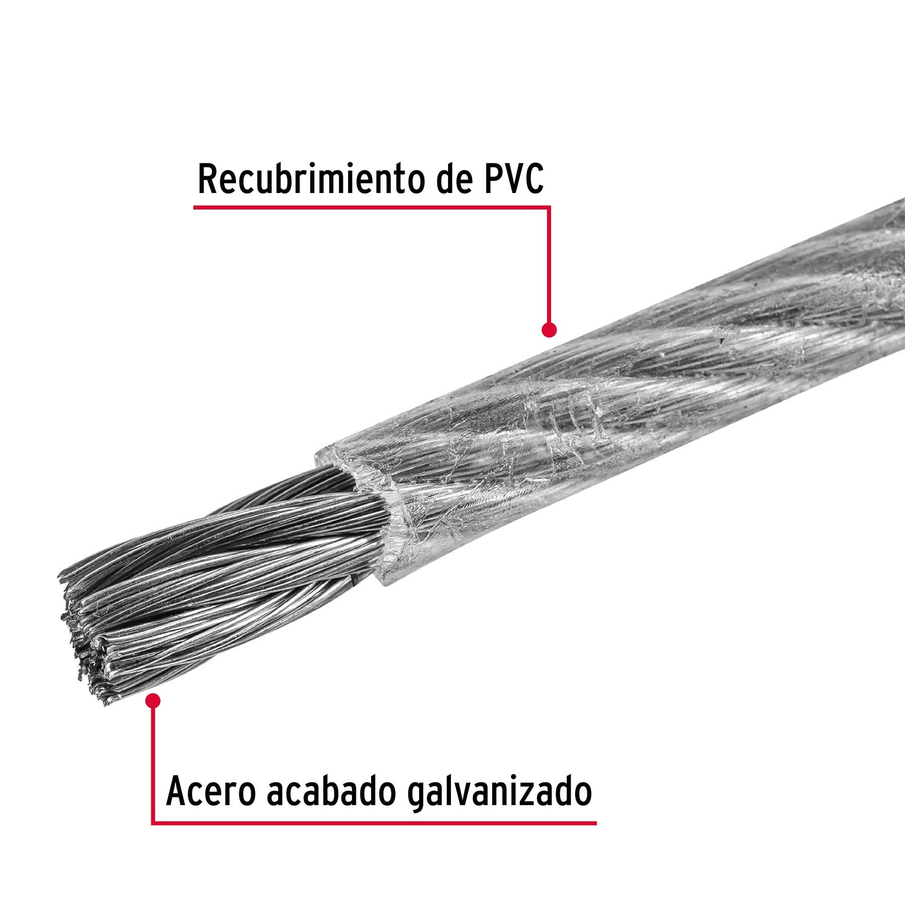 Fiero CAB-3/16FX, Cable de acero flexible 3/16″ 7 x 19 recubierto PVC