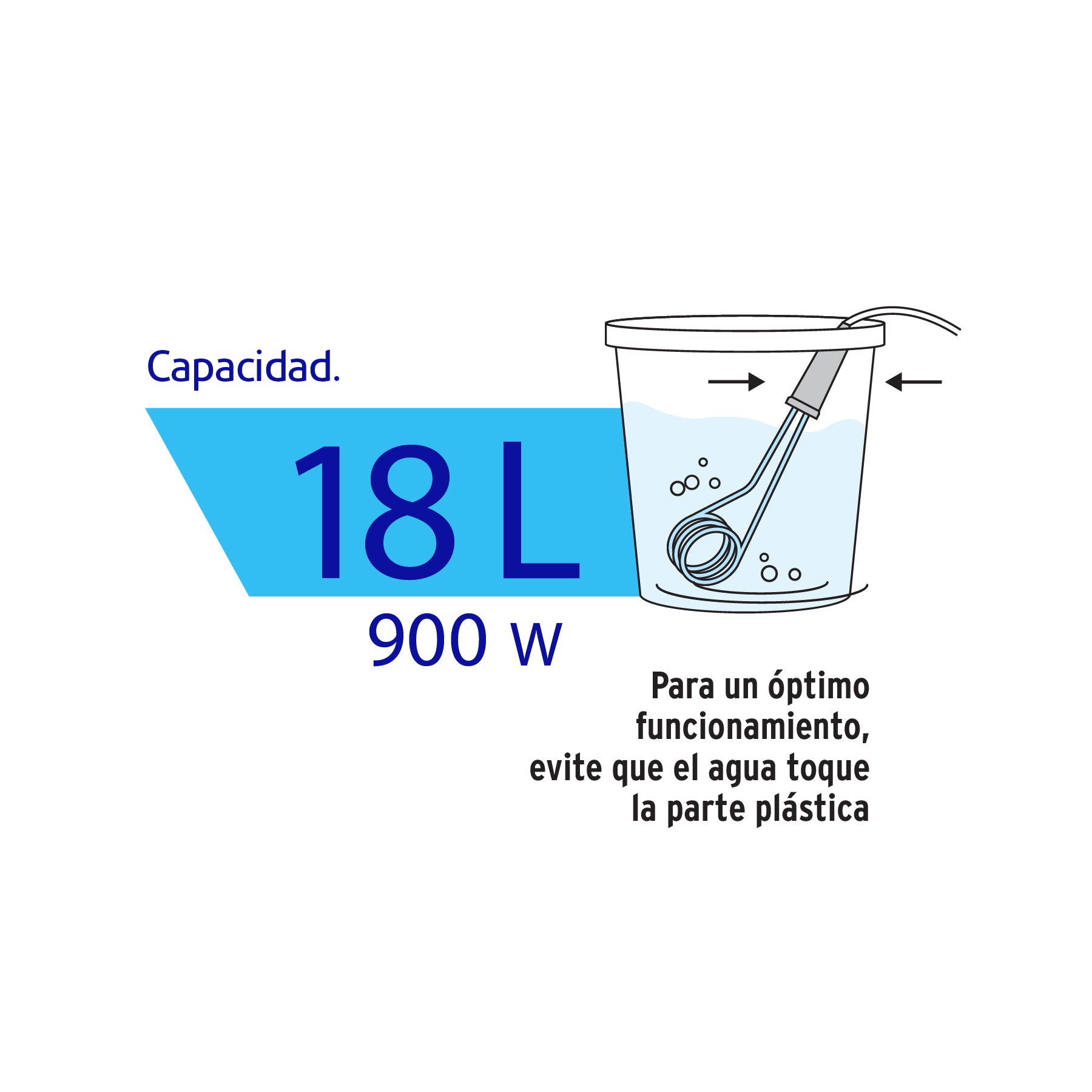 Volteck CAGU-5, Calentador de inmersión para agua #5, 900W, 18 L Volteck