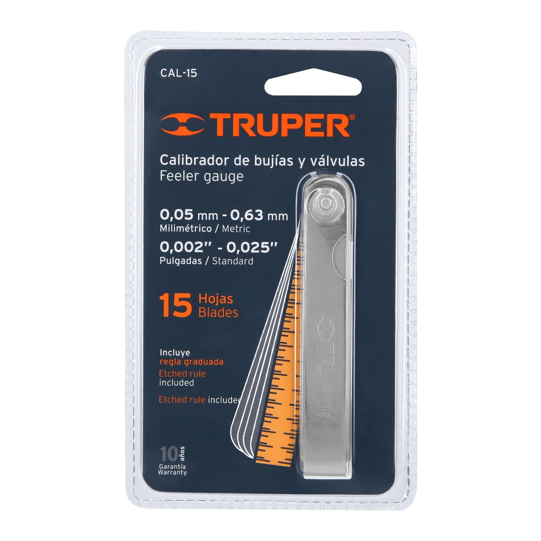 Truper CAL-15, Calibrador de 15 hojas std / mm, fabricadas en acero al manganesio