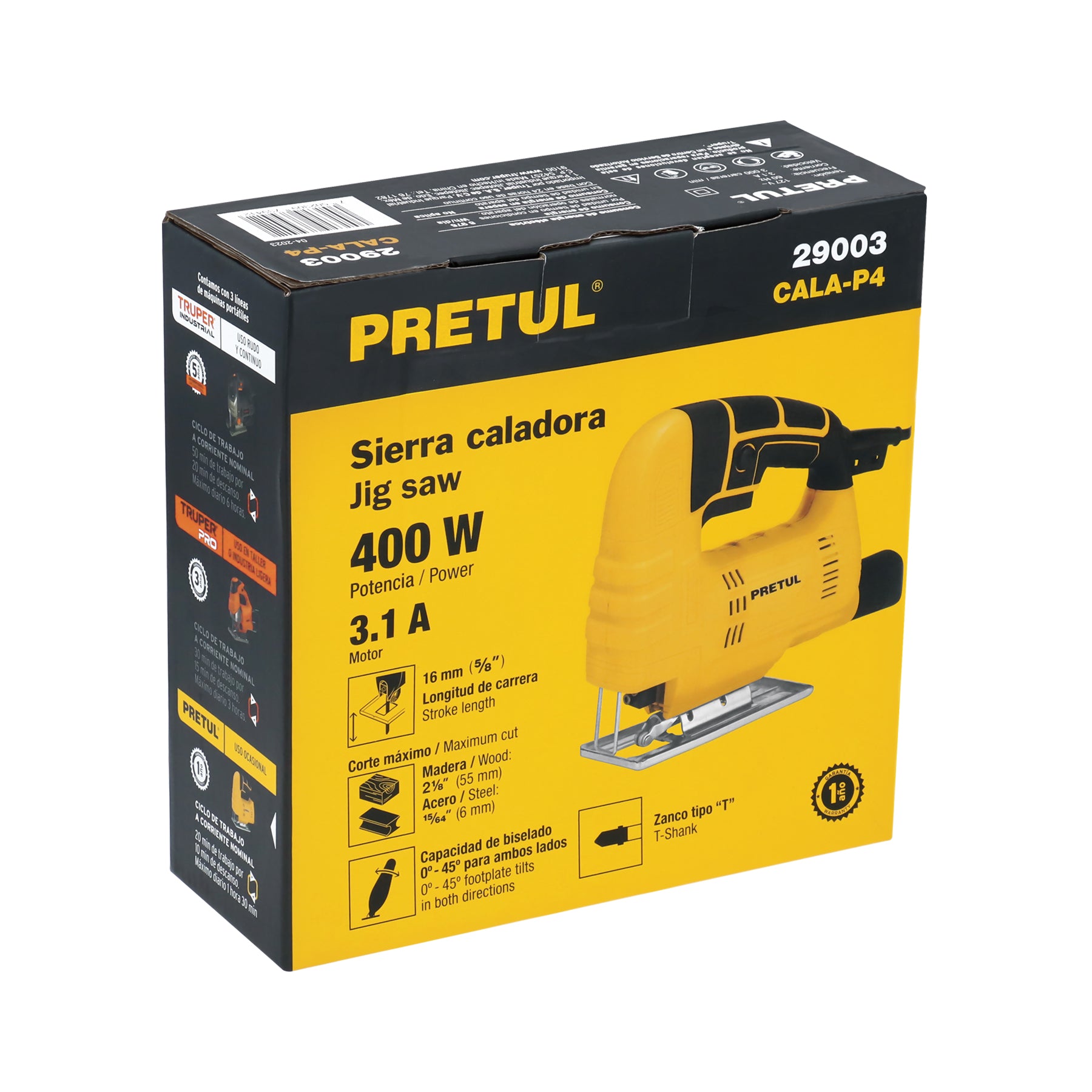 Pretul CALA-P4, Sierra caladora 400 W Zanco tipo ″T″ botón de uso continuo