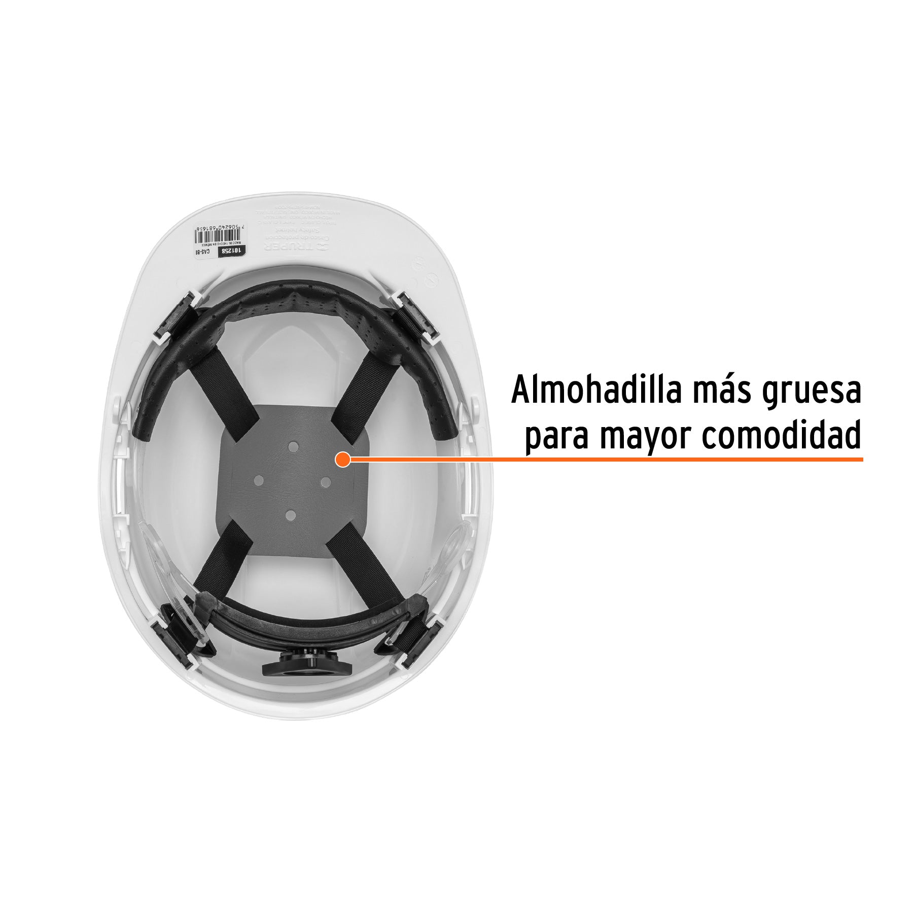 Truper CAS-BI, Casco de Seguridad ventilado diseño cómodo y Ligero Ajuste de matraca Color Blanco