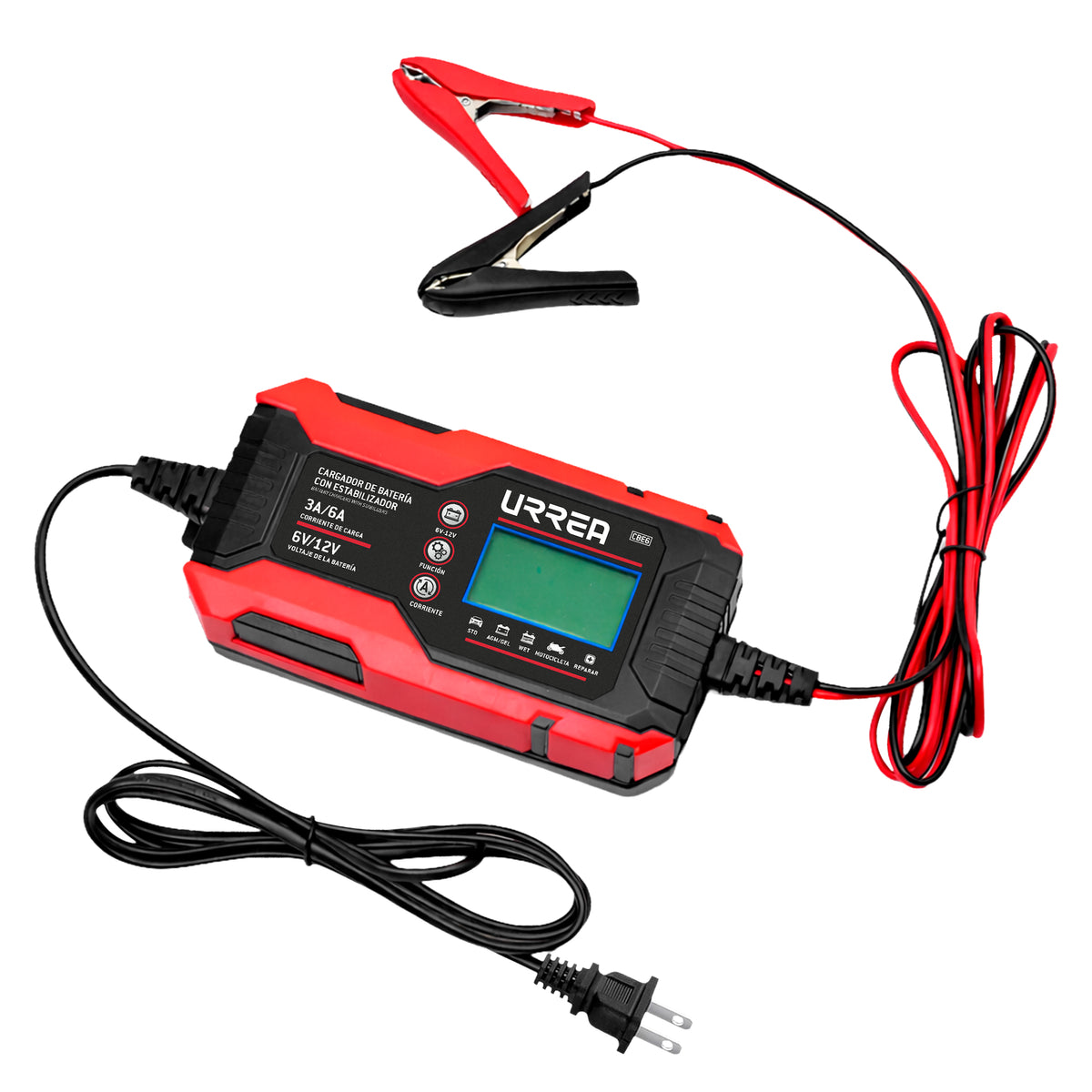Cargador de bateria con estabilizador 3A y 6A, 6VDC, 12VDC Urrea