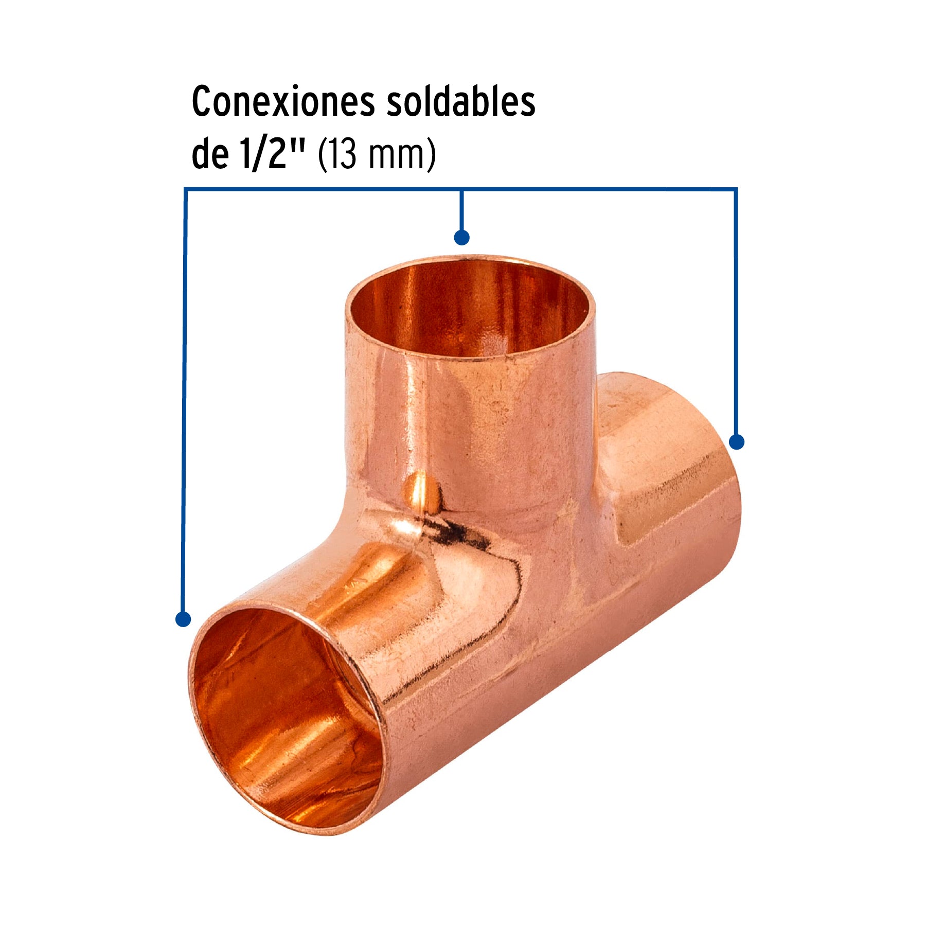 Foset CC-761, Tee sencilla de 1/2″, cobre a cobre a cobre