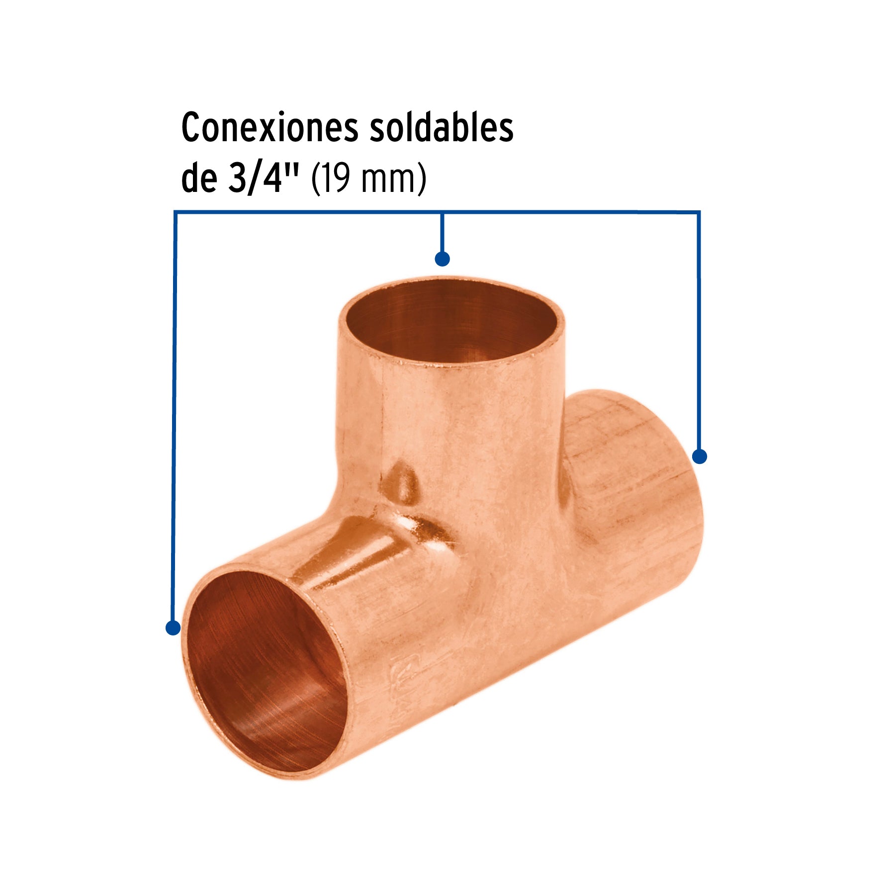 Foset CC-762, Tee sencilla de 3/4″, cobre a cobre a cobre