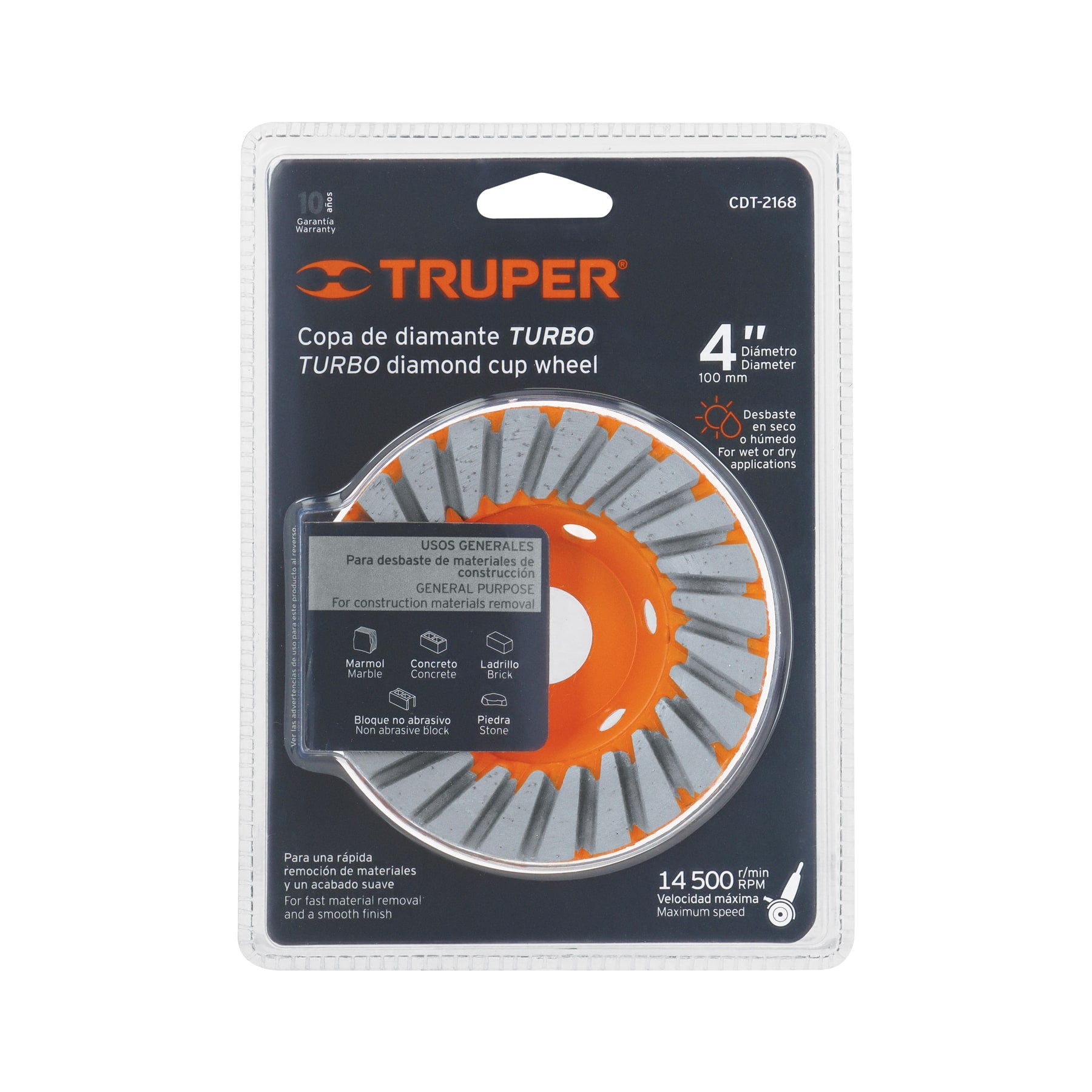 Truper CDT-2168, Copa de diamante turbo 4″,usos generales