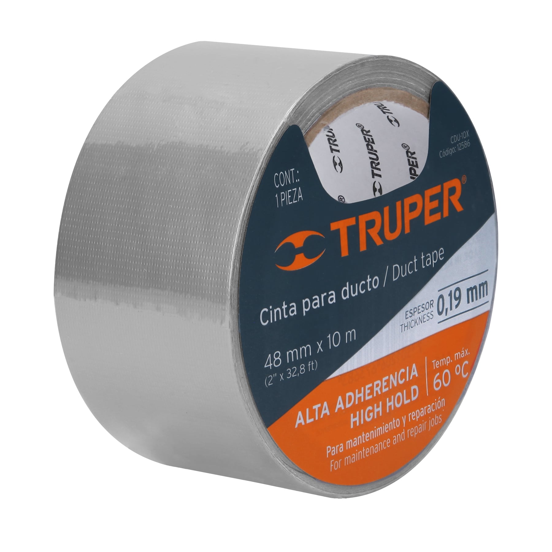 Truper CDU-10X, Cinta para ducto, 10 m, resistente a altas temperaturas