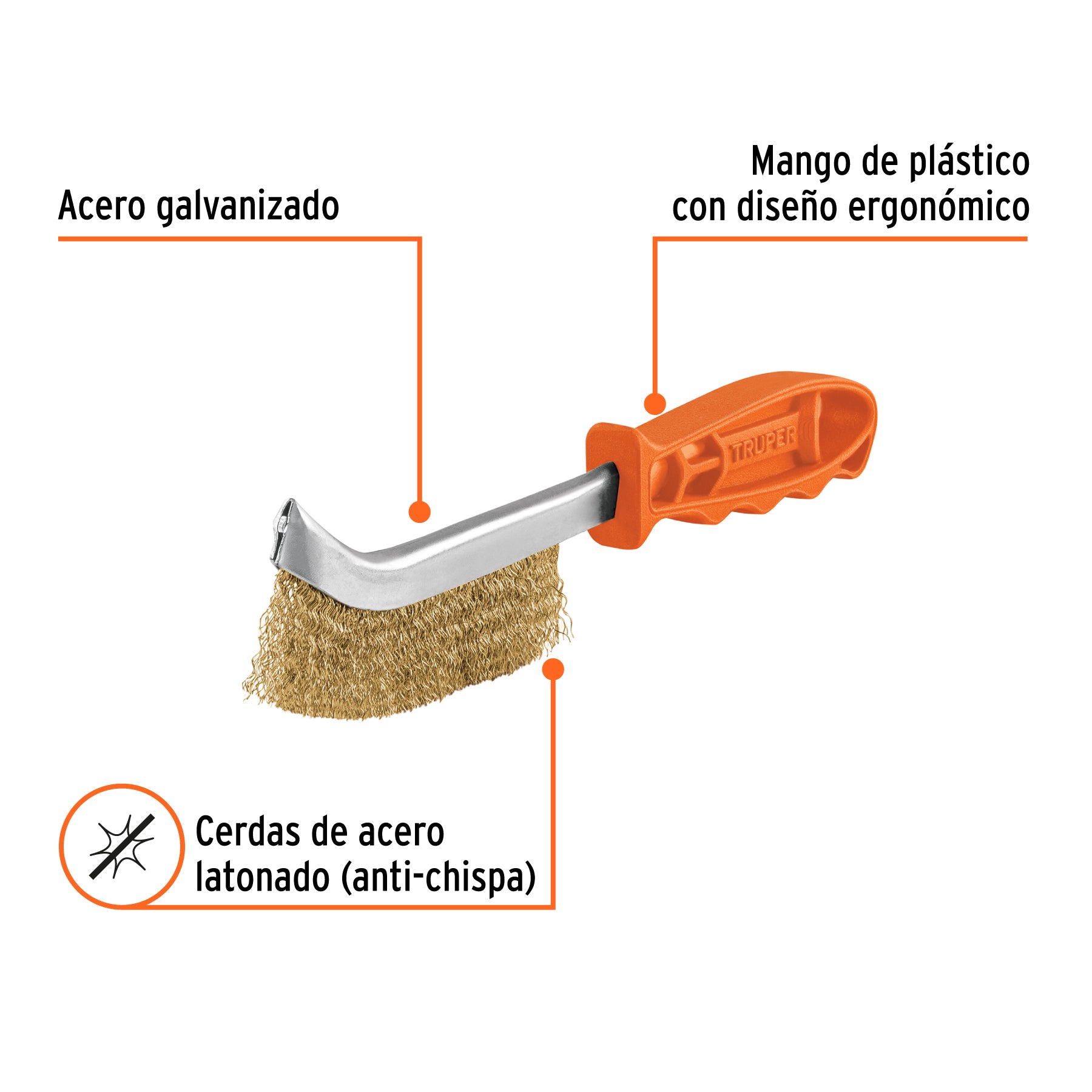 Truper CEA-10, Cepillo de alambre curvo, alambre ondulado