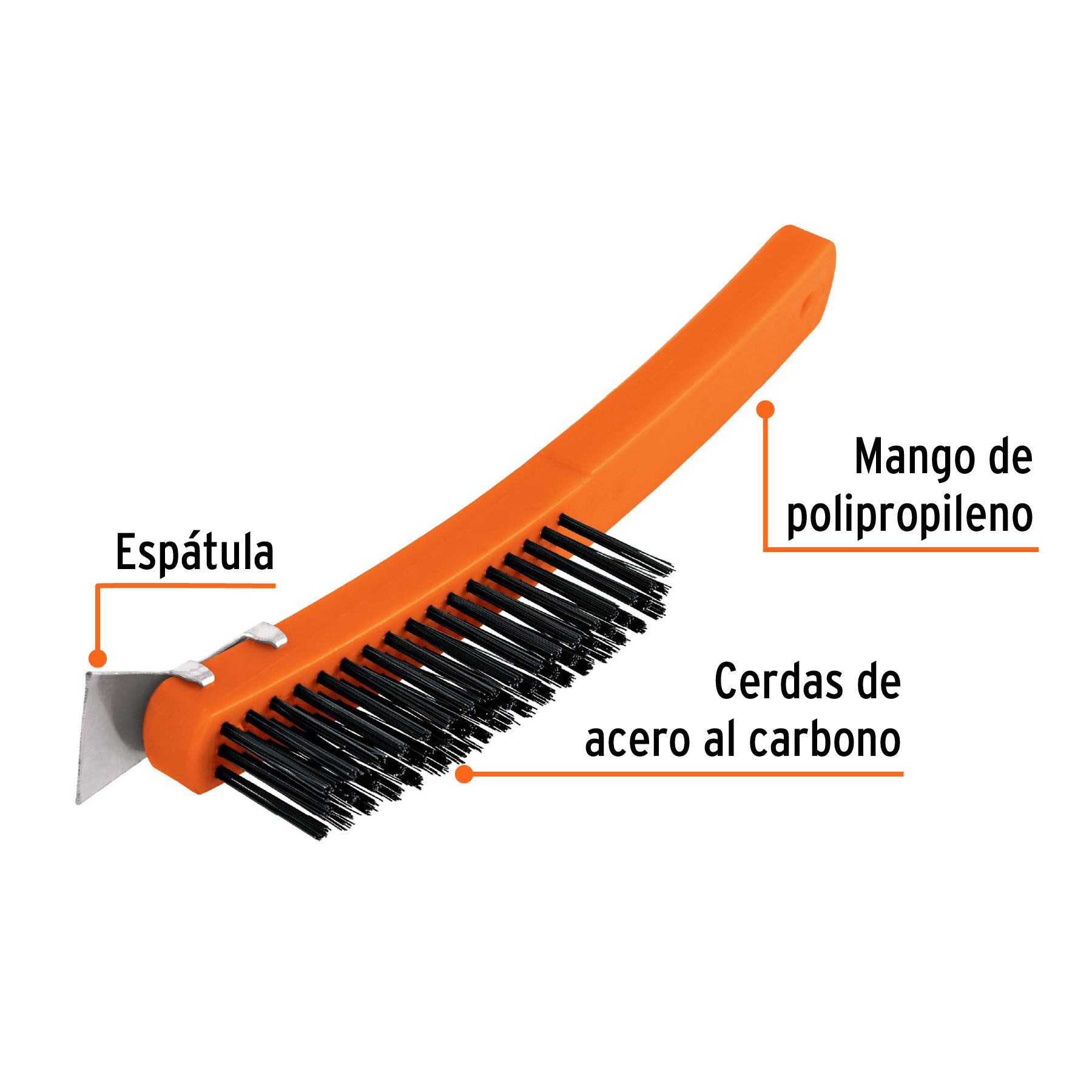 Truper CEA-18E, Cepillo de alambre con espátula, acero carbono, 51 pinceles