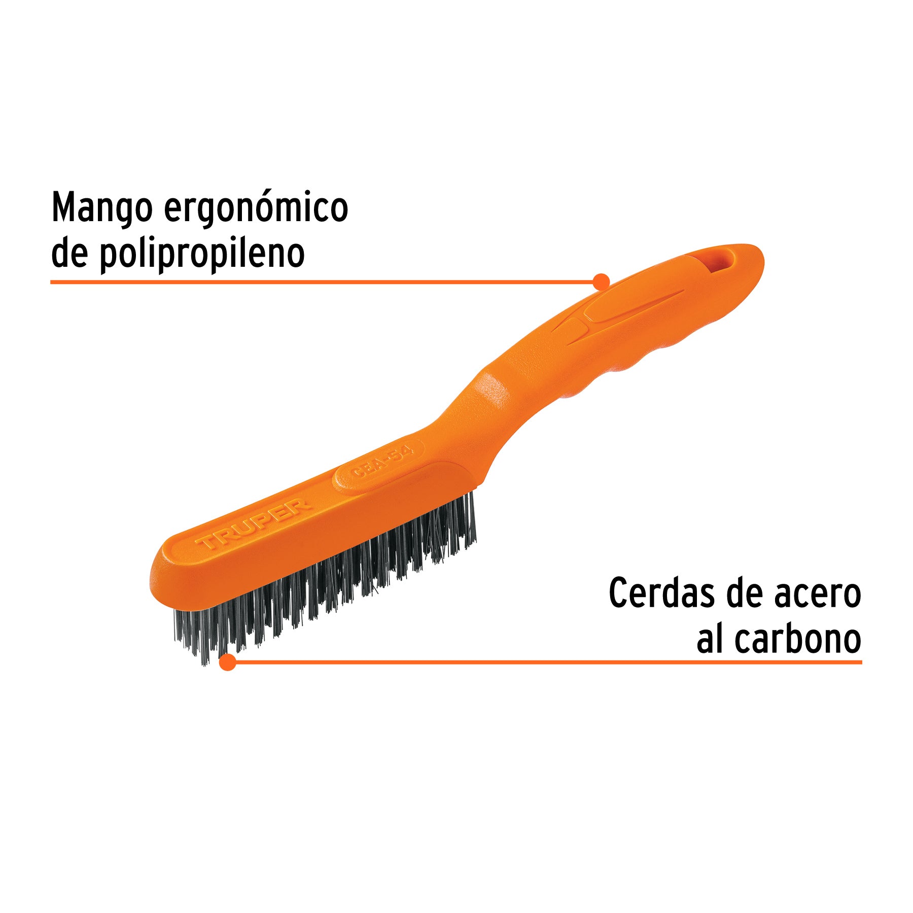 Truper CEA-54, Cepillo de alambre, cerdas acero al carbono, 64 pinceles