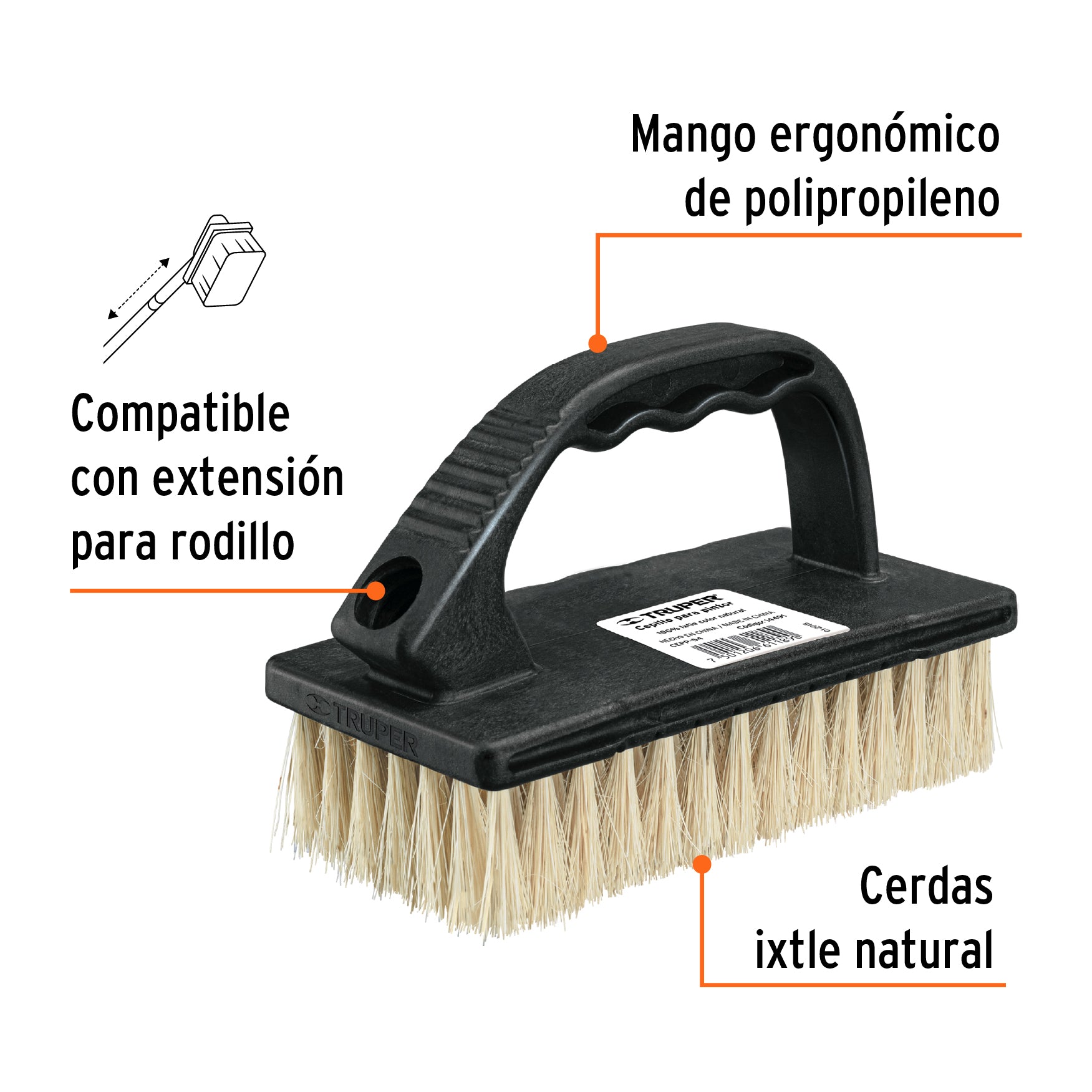 Truper CEPP-54, Cepillo para pintor para limpieza con cerdas sintéticas