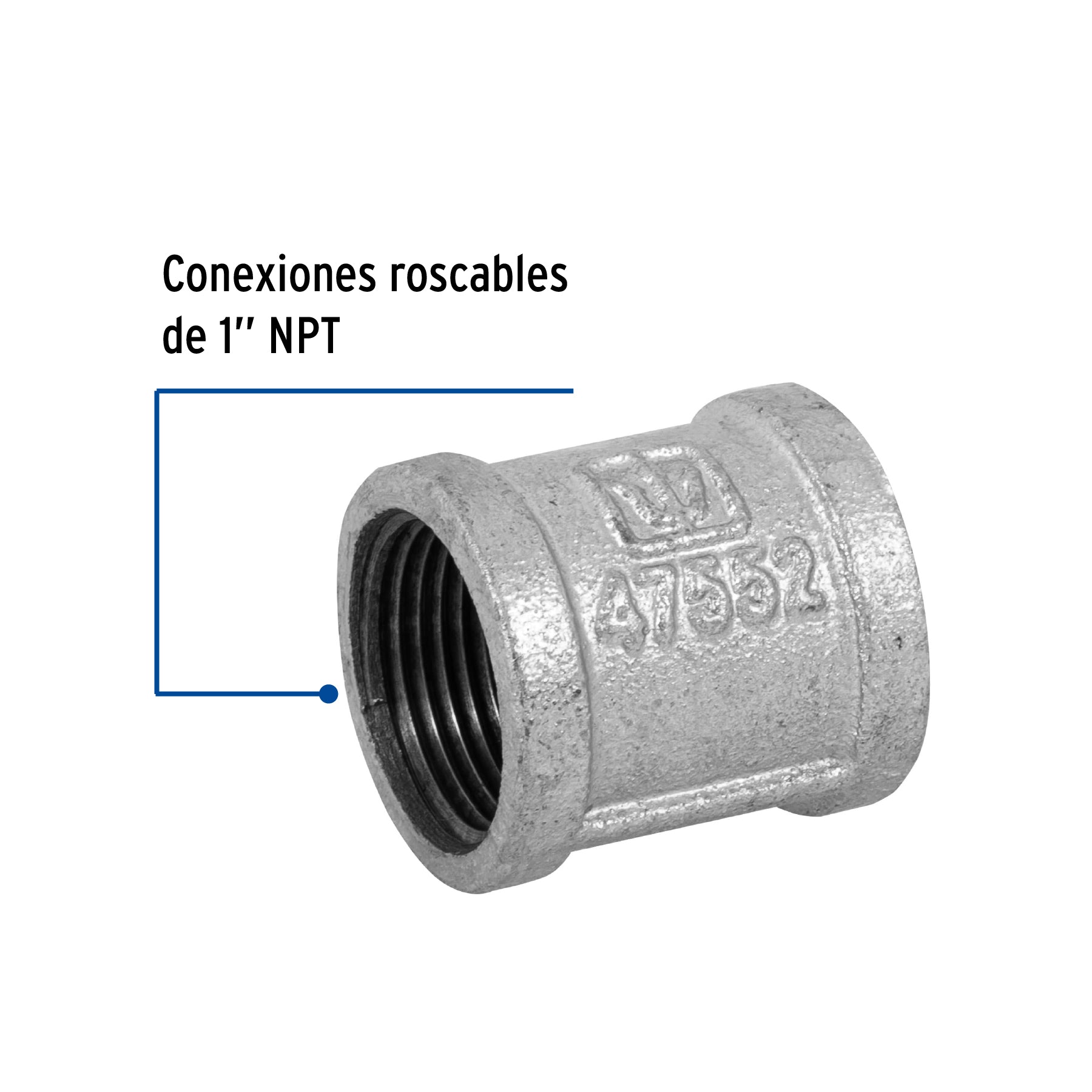 Foset CG-203, Cople reforzado de 1″, acero galvanizado