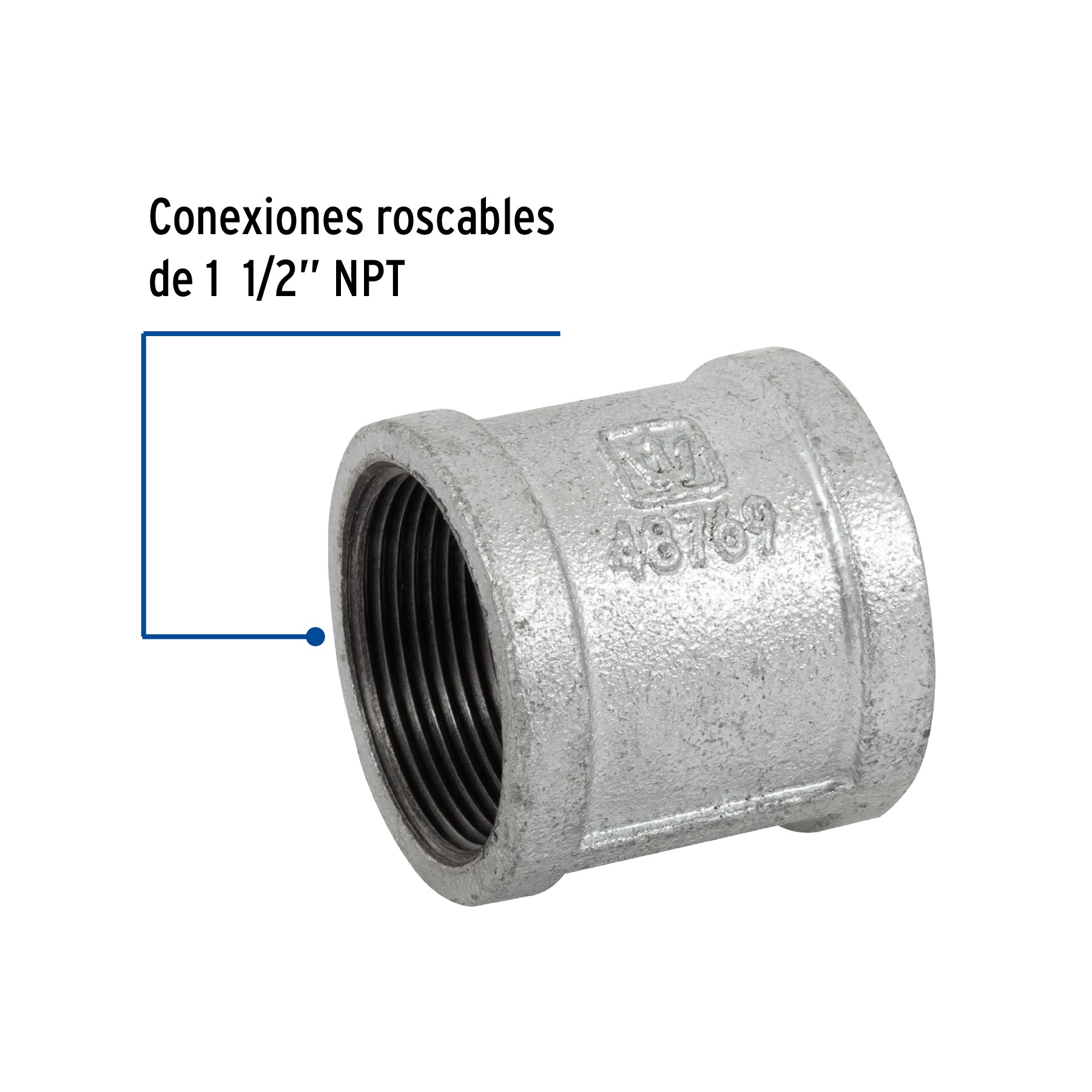 Cople reforzado, acero galvanizado, 1-1/2' Foset