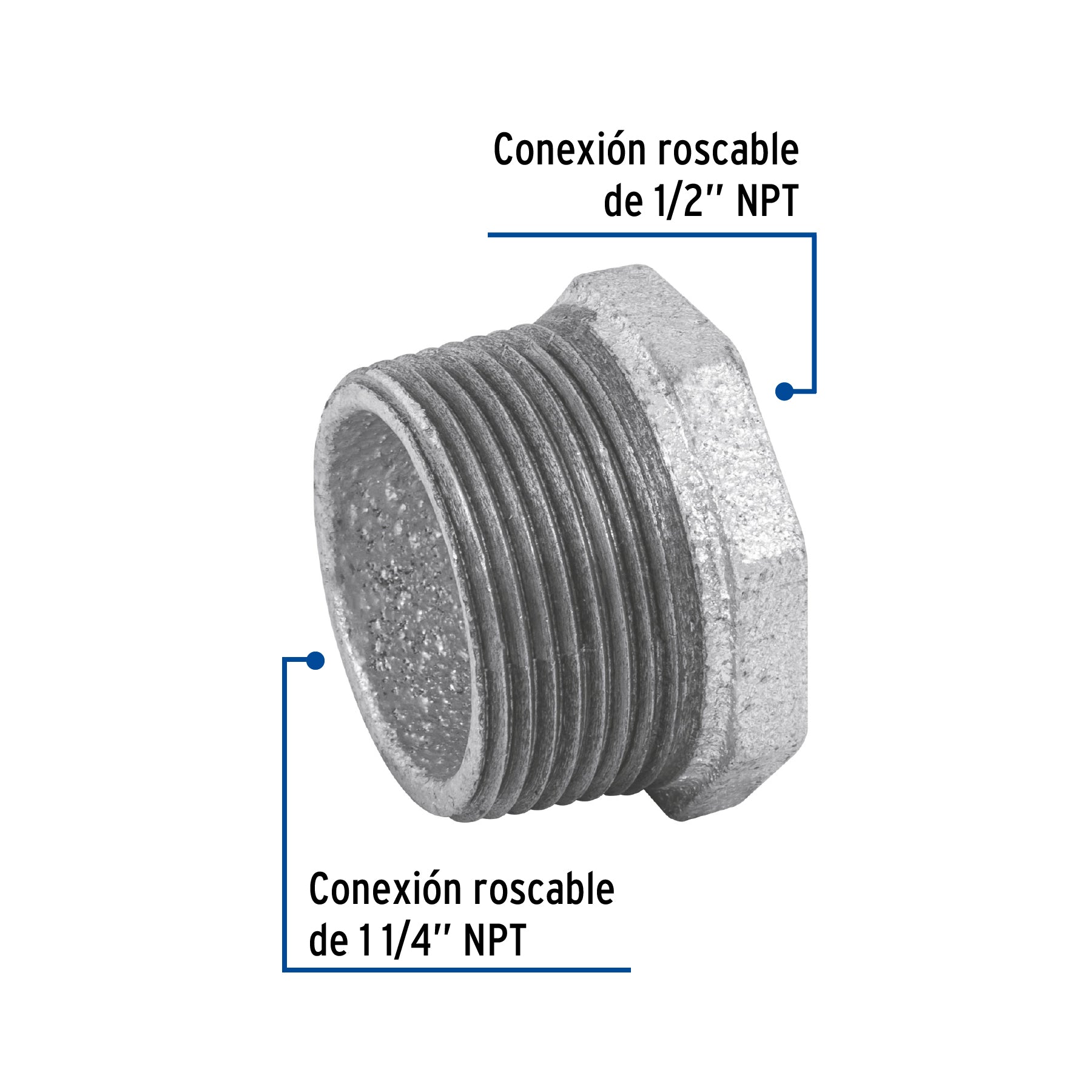 Reducción bushing, acero galvanizado, 1-1/4 x 1/2' Foset