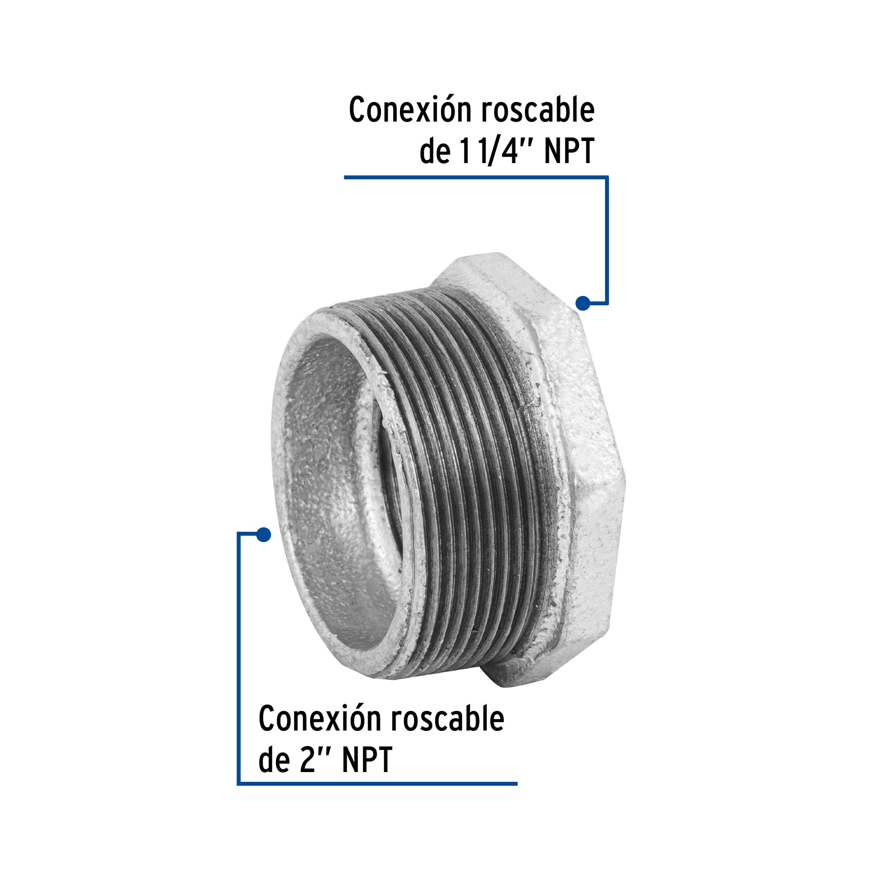 Reducción bushing, acero galvanizado, 2 x 1-1/4' Foset
