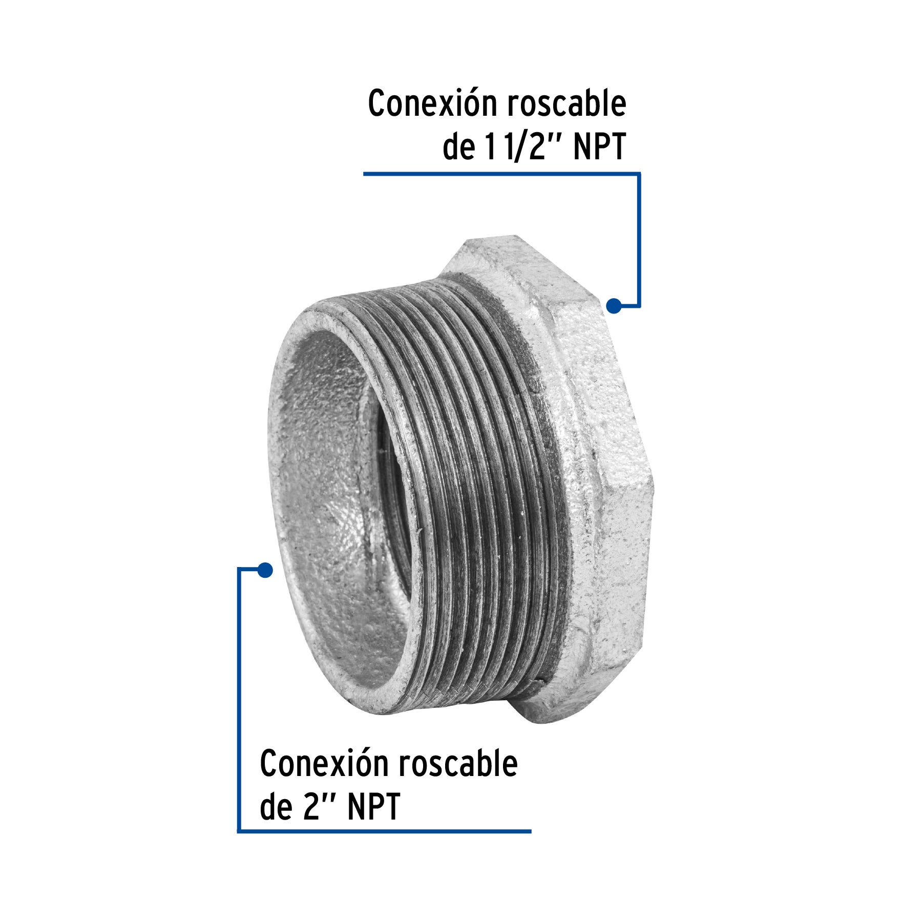 Reducción bushing, acero galvanizado, 2 x 1-1/2' Foset