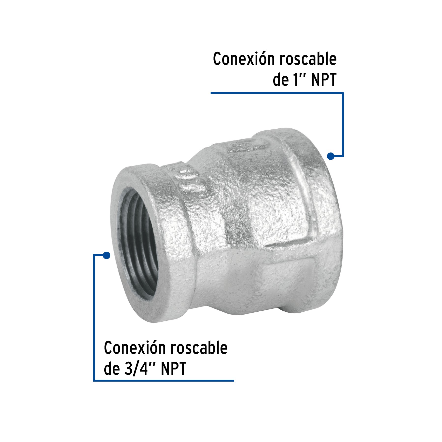 Foset CG-292, Reducción campana de 1″ x 3/4″, acero galvanizado