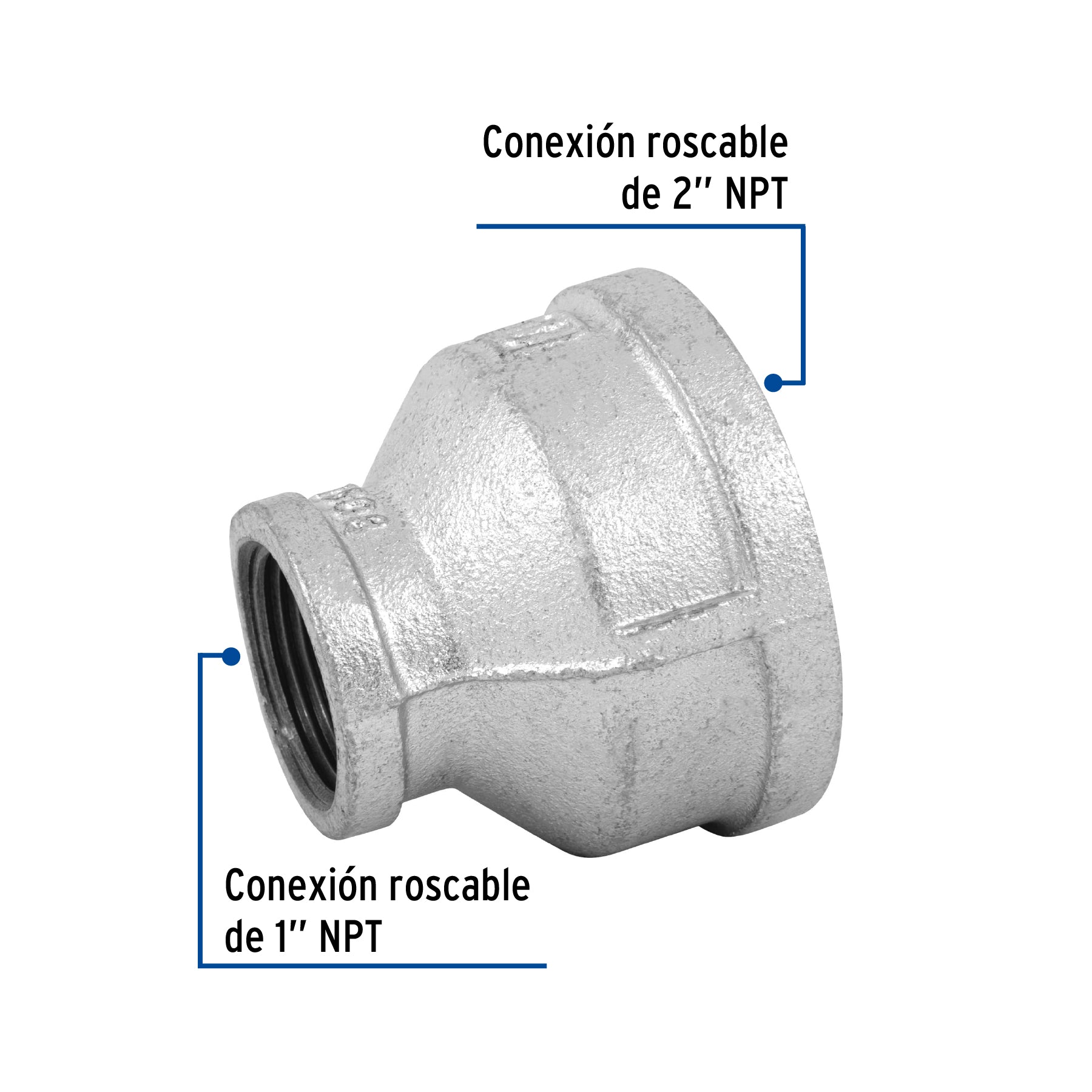 Foset CG-293, Reducción campana de acero galvanizado, 2″x 1″