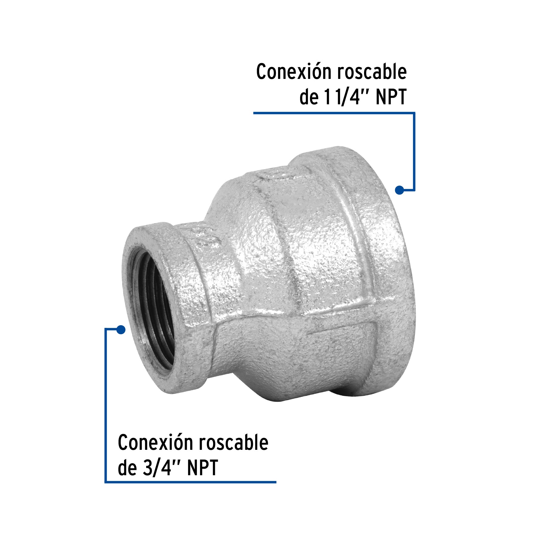 Reducción campana, acero galvanizado, 1-1/4x3/4' Foset