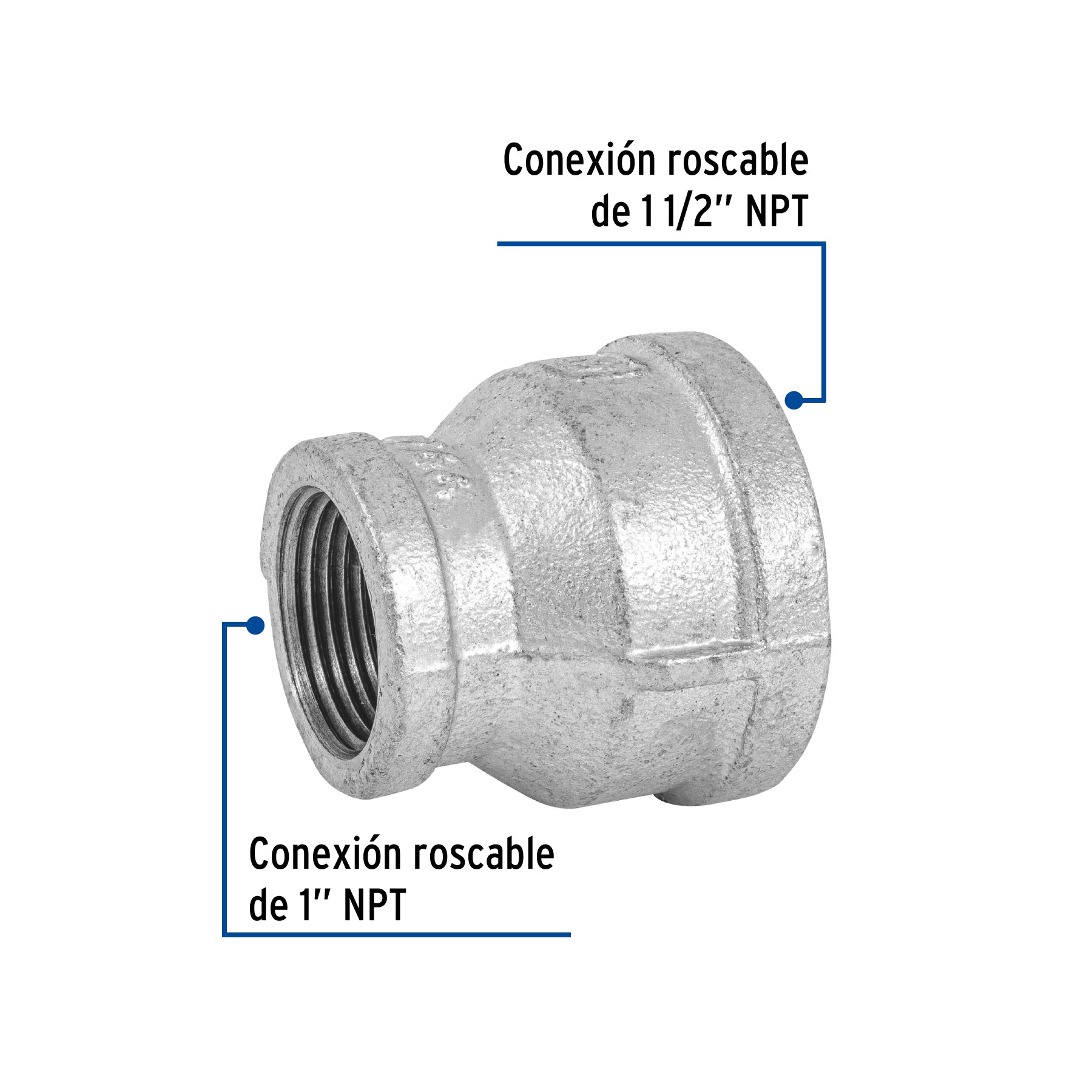 Reducción campana, acero galvanizado, 1-1/2 x 1' Foset