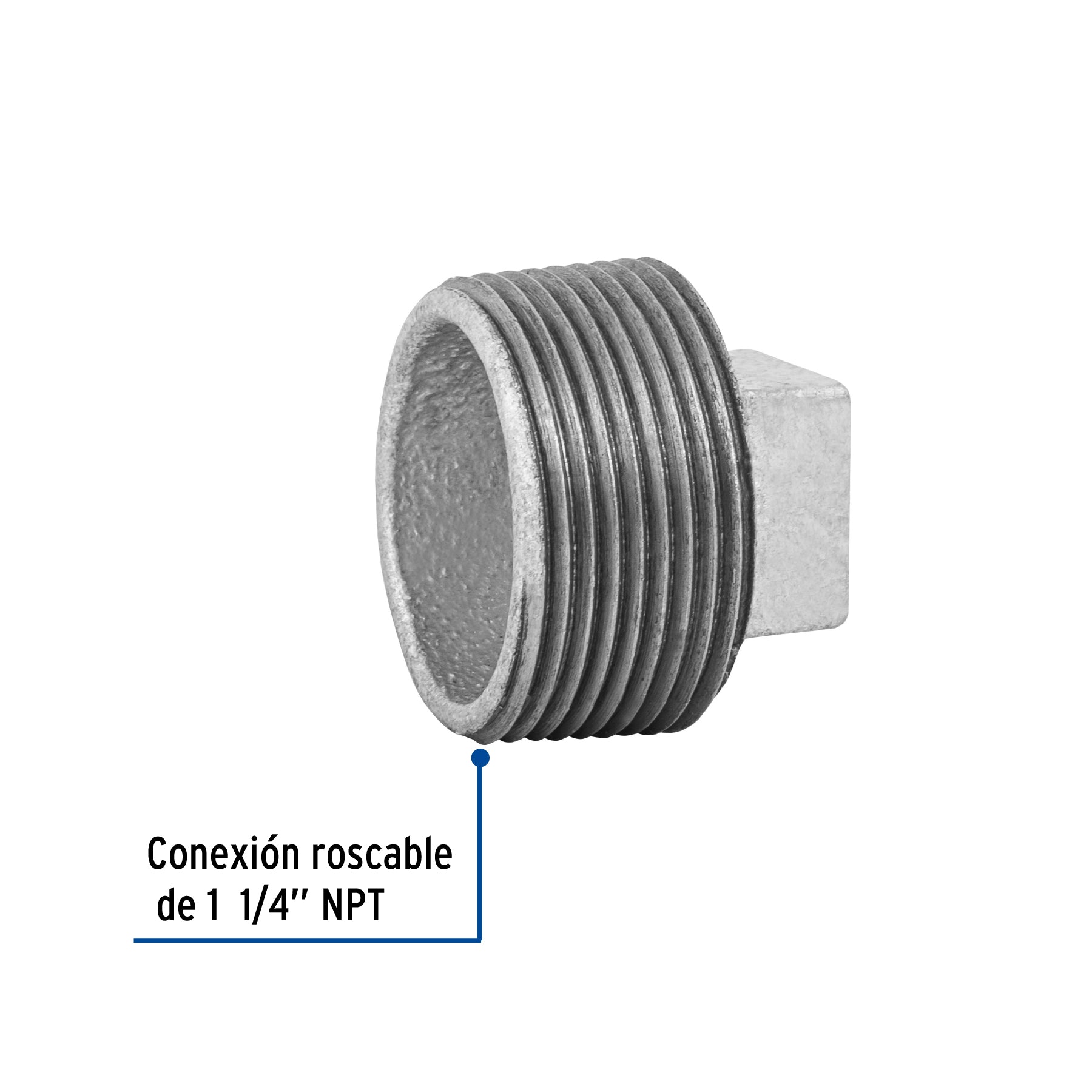 Tapón macho, acero galvanizado, 1-1/4' Foset