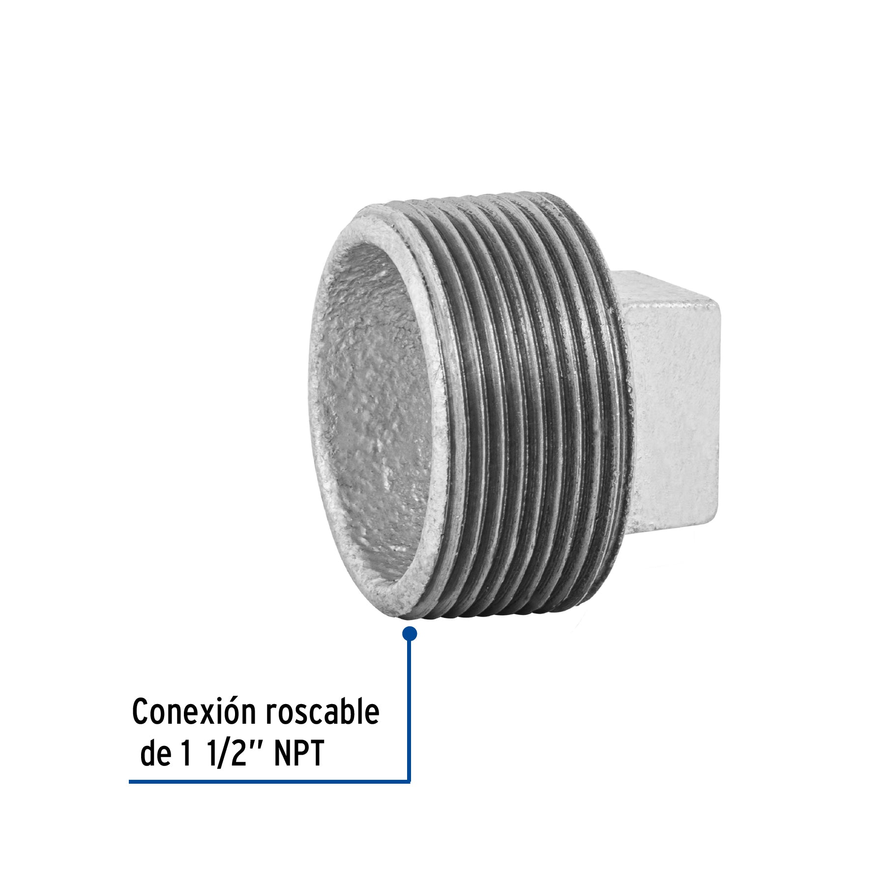 Tapón macho, acero galvanizado, 1-1/2' Foset