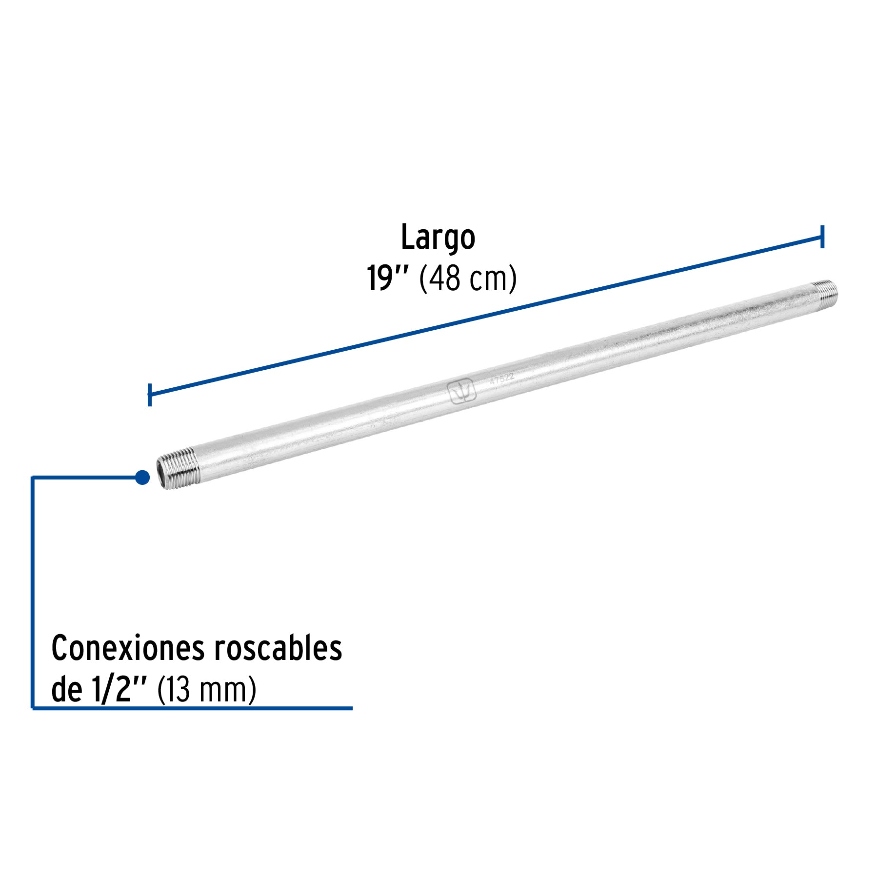 Foset CG-407, Niple de 1/2″ x 19″, acero galvanizado