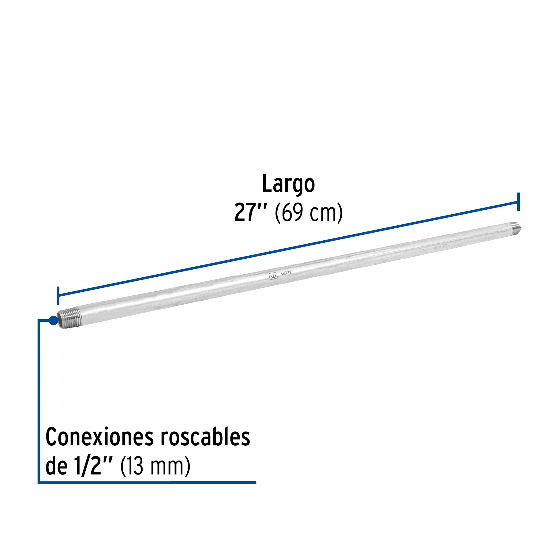 Niple, acero galvanizado, 1/2 x 27', cedula 40 Foset