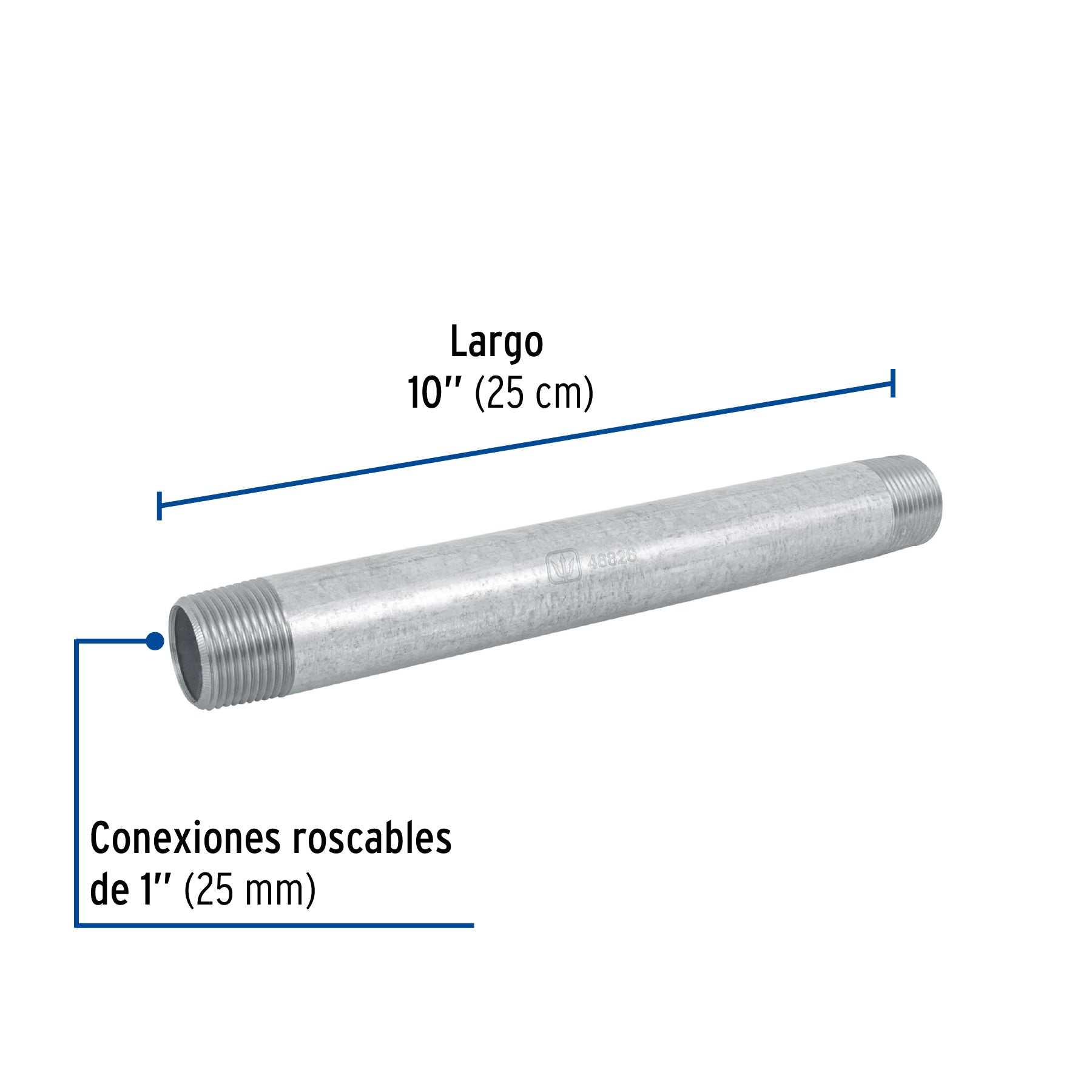 Niple, acero galvanizado, 1 x 10', cedula 40 Foset
