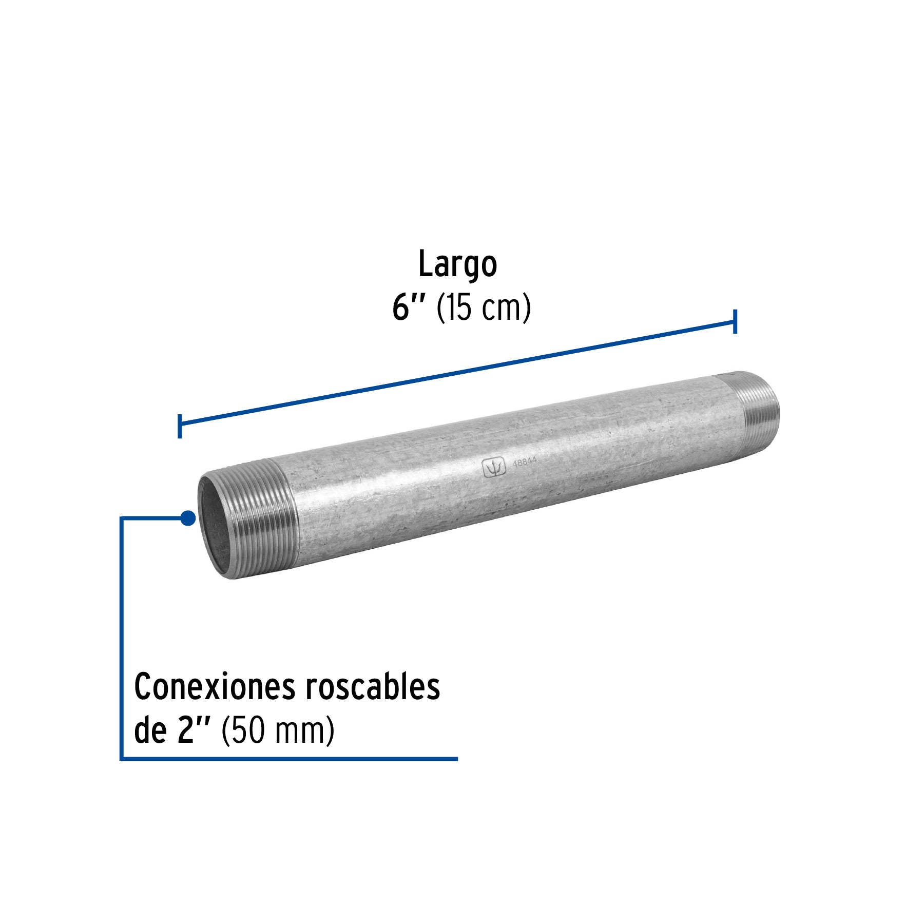 Niple, acero galvanizado, 2 x 6', cedula 40 Foset