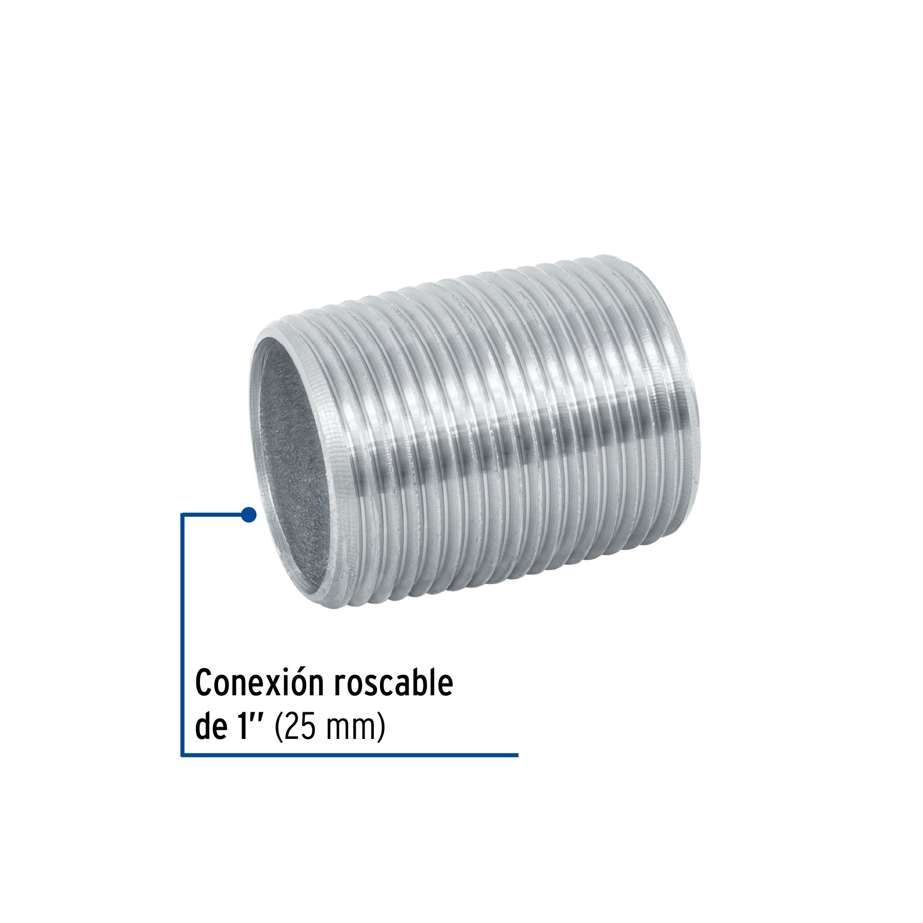 Foset CG-473, Niple cuerda corrida de 1″, acero galvanizado