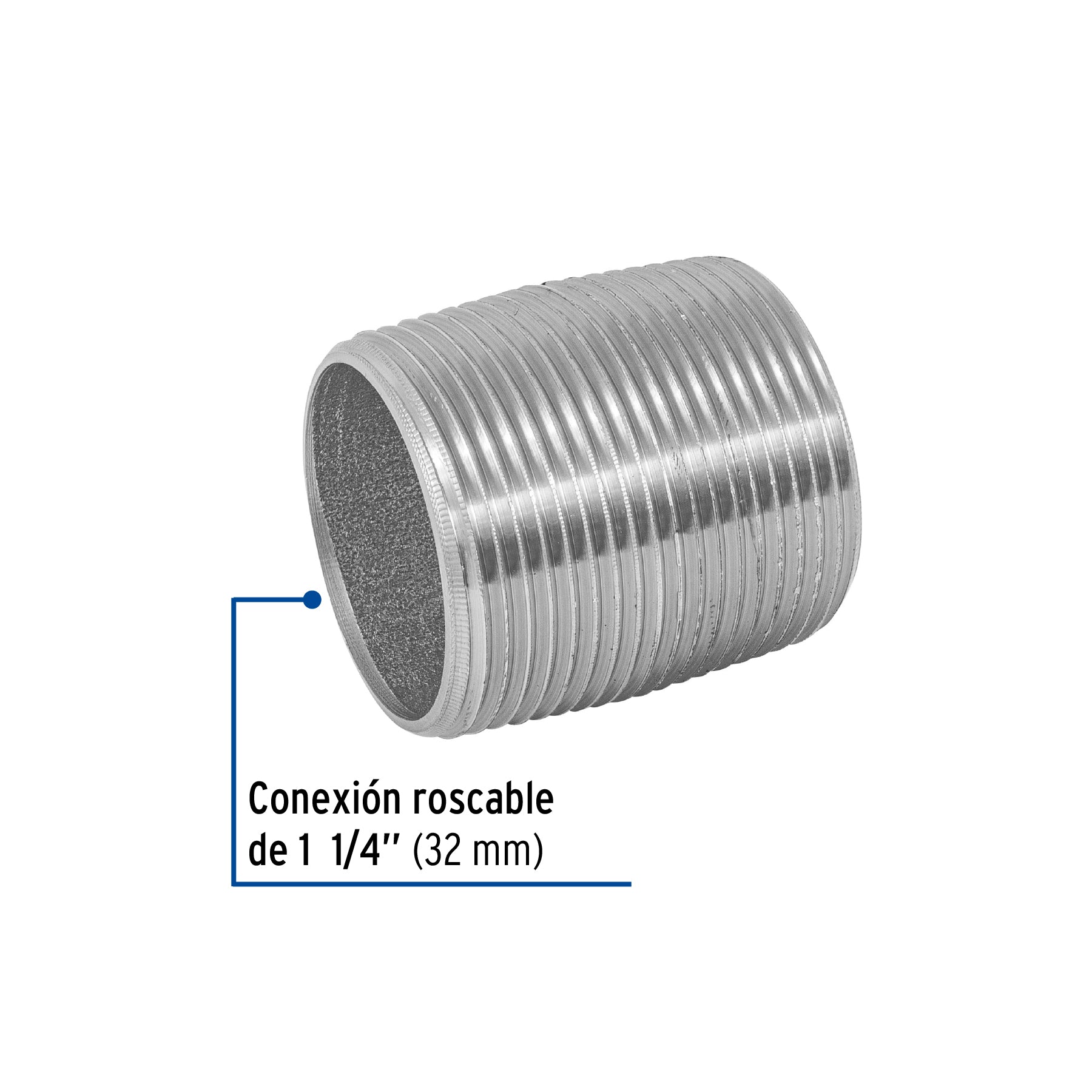 Niple, acero galvanizado, cuerda corrida, 1-1/4' Foset