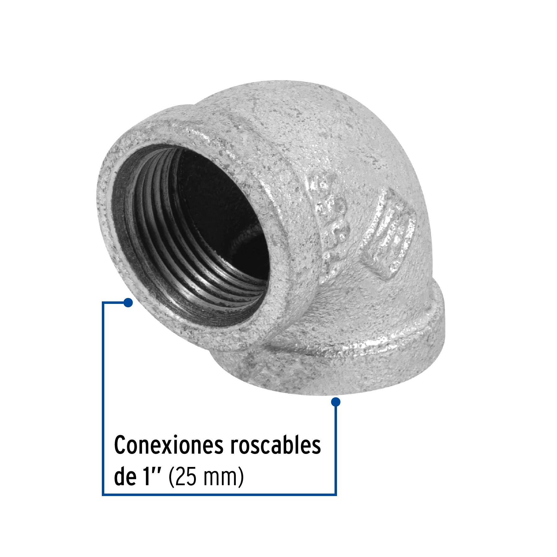 Foset CG-503, Codo 90° de 1″, acero galvanizado