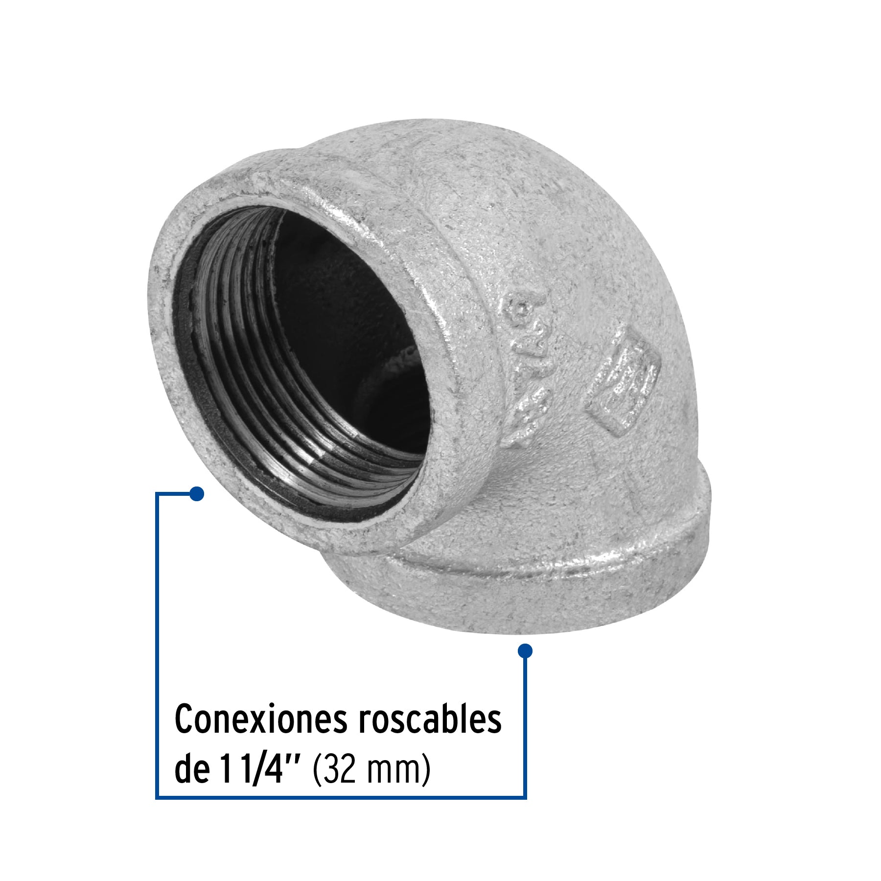 Codo 90°, acero galvanizado, 1-1/4' Foset