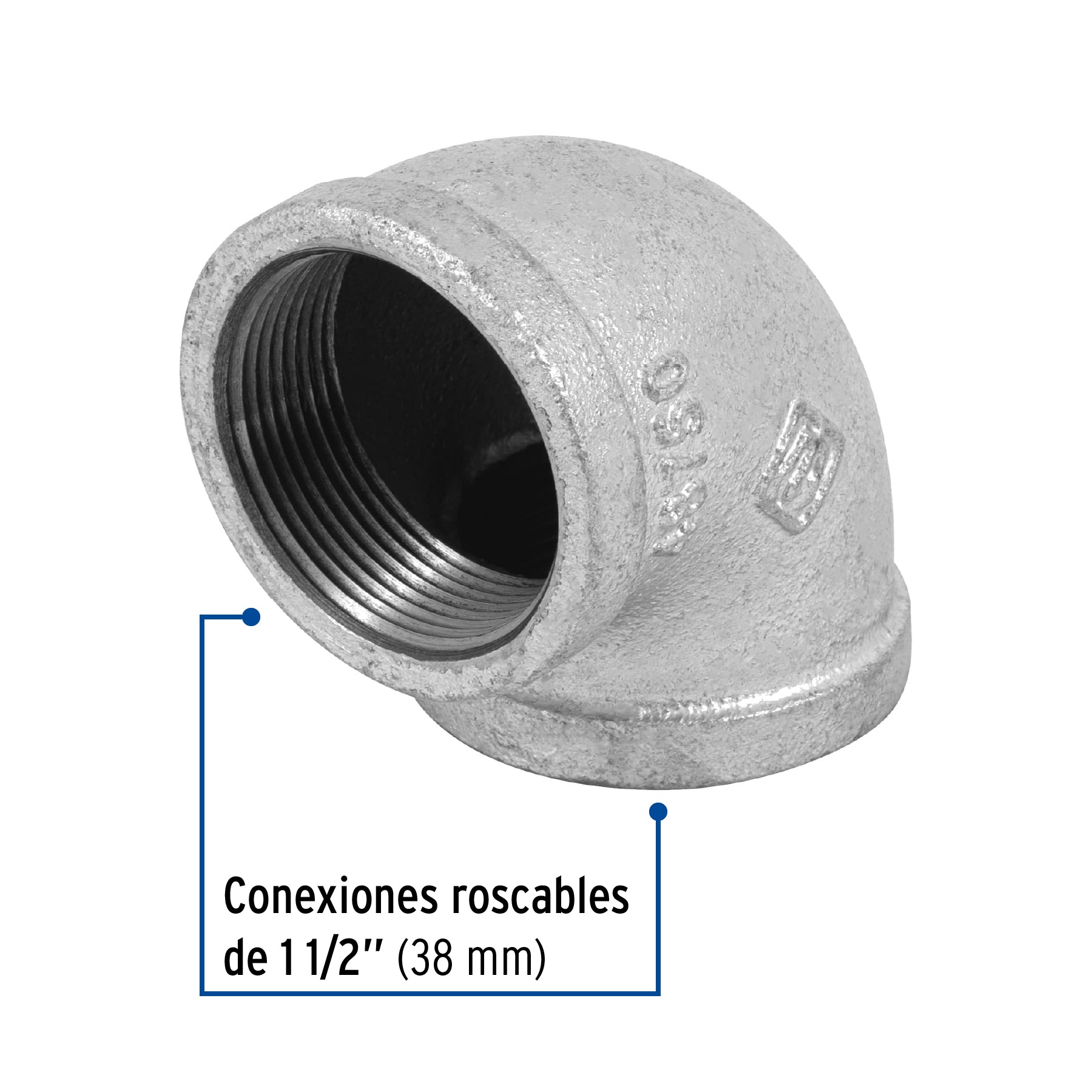 Codo 90°, acero galvanizado, 1-1/2' Foset