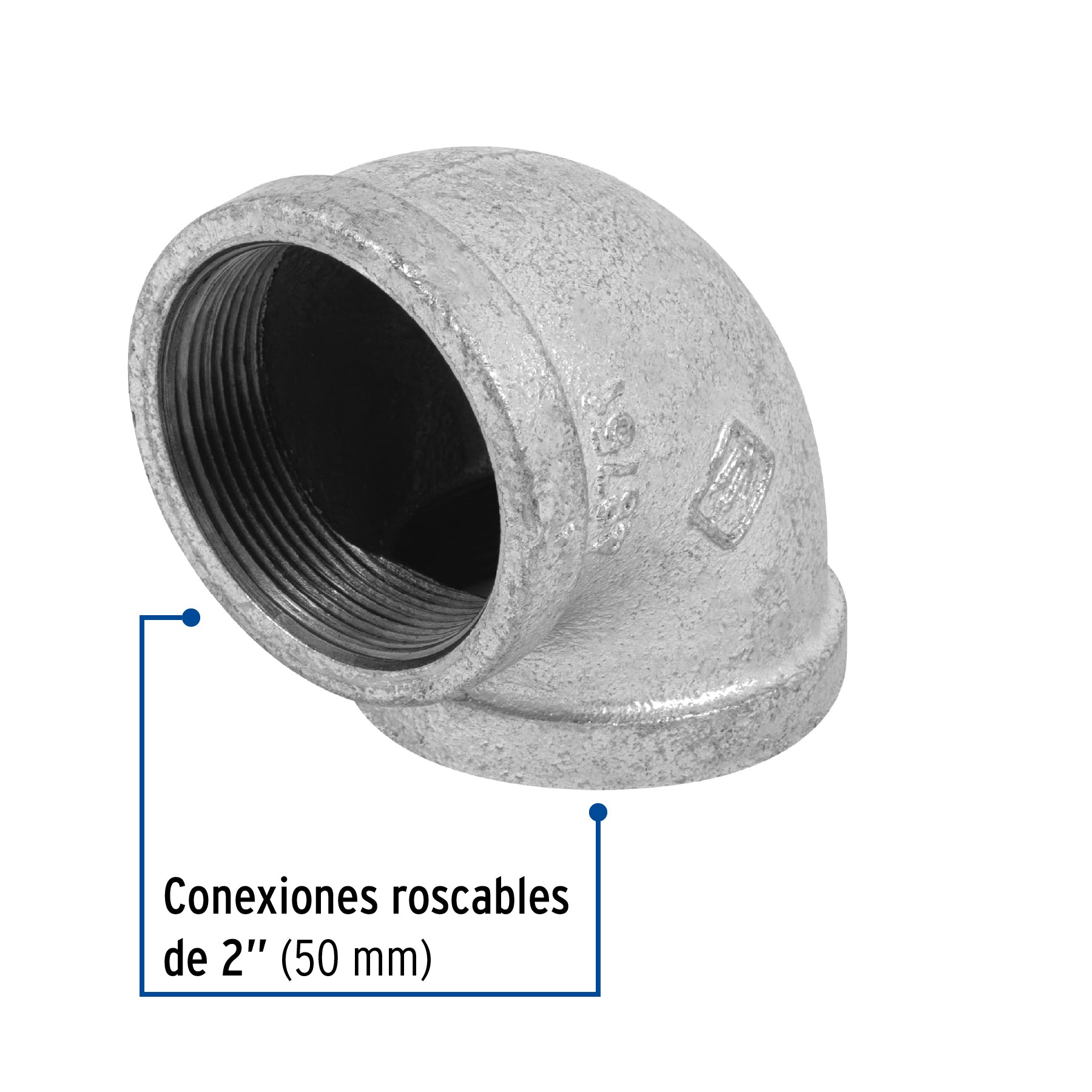 Codo 90°, acero galvanizado, 2' Foset