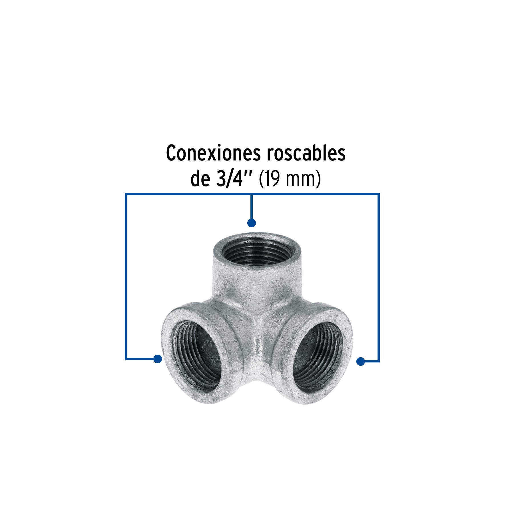 Codo rincón, acero galvanizado, 3/4' Foset