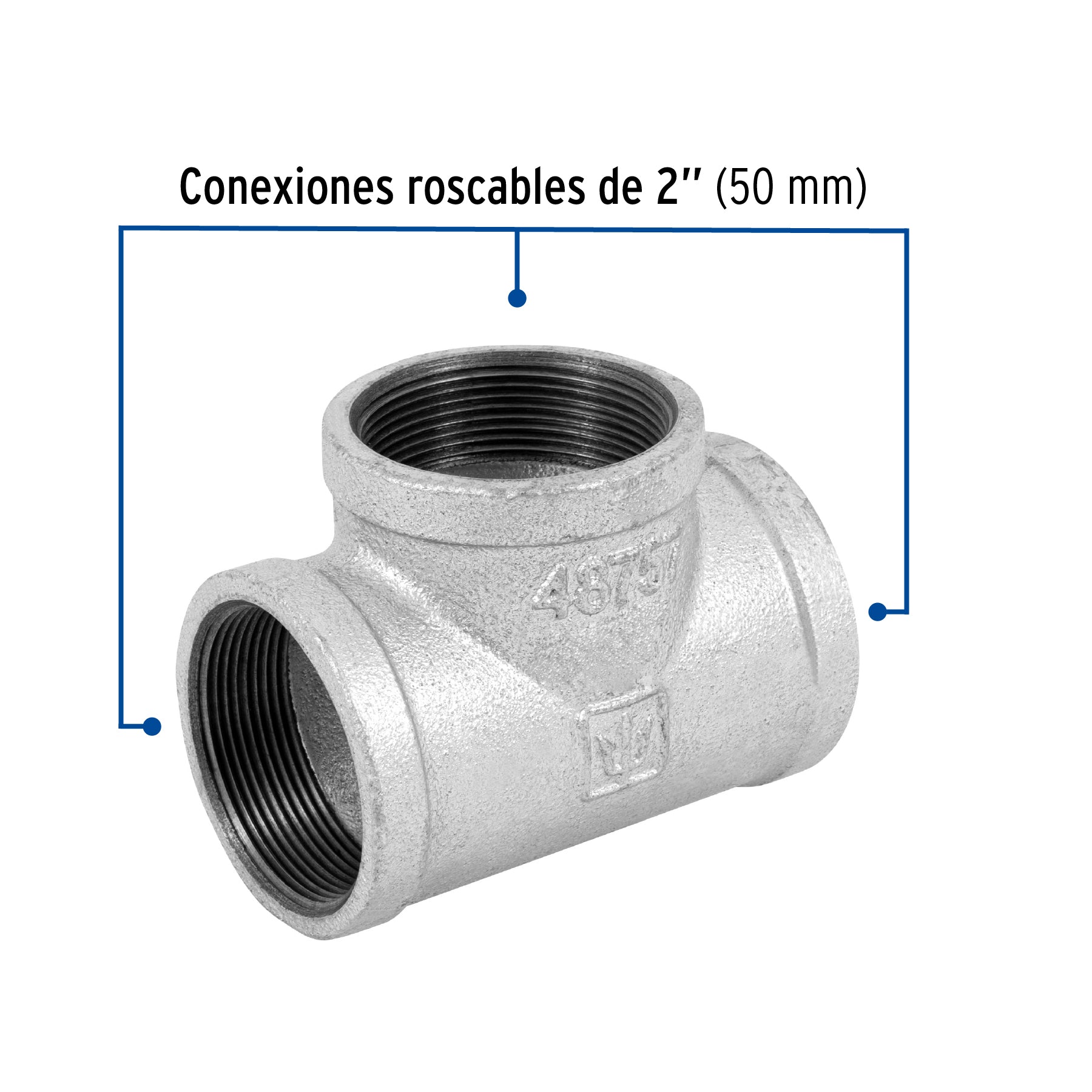 Tee sencilla, acero galvanizado, 2' Foset
