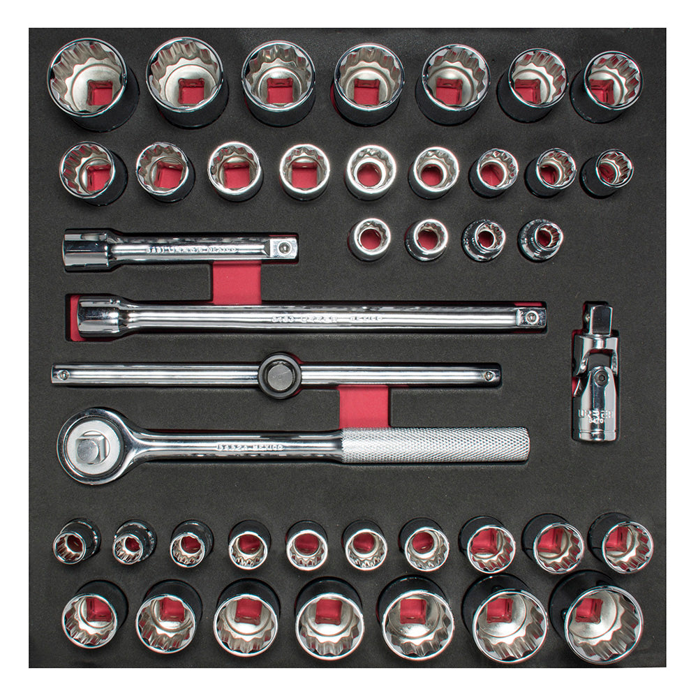 Juego de dados cortos y accesorios cuadro de 1/2" combinados 42 piezas, CH203-C Urrea