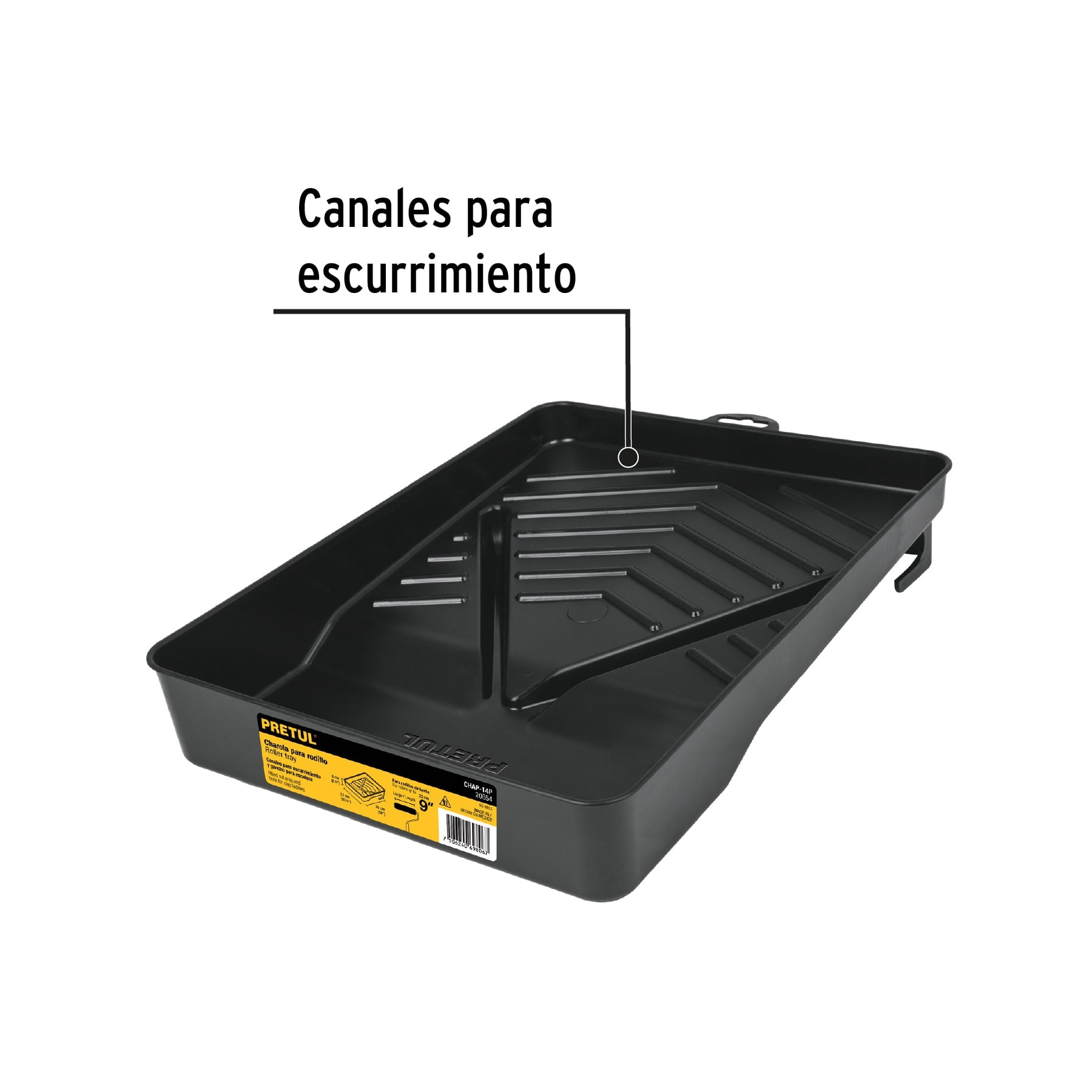 Charola para Rodillo PRETUL CHAP-14P de 9" Plástica para Pintura